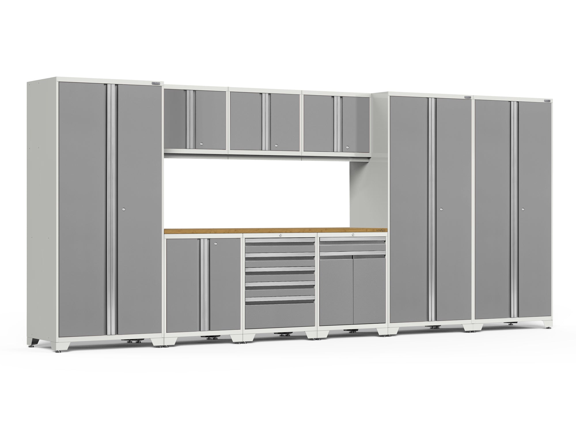 Pro Series 10 Piece Cabinet Set with Lockers, Tool Drawer Cabinet and 84 in. Worktop