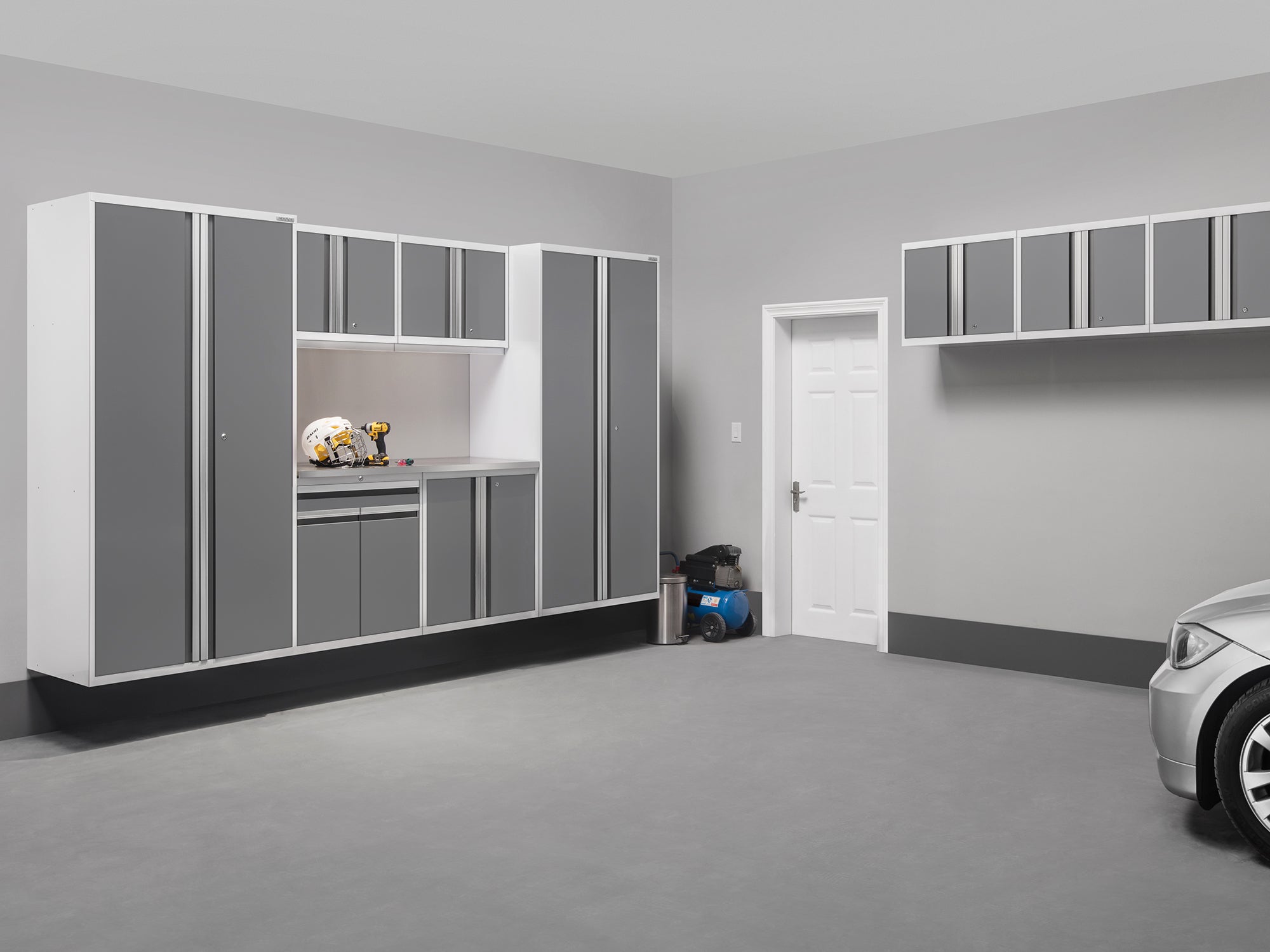 Pro Series 10 Piece Cabinet Set with Lockers, Tool Drawer Cabinet and 84 in. Worktop