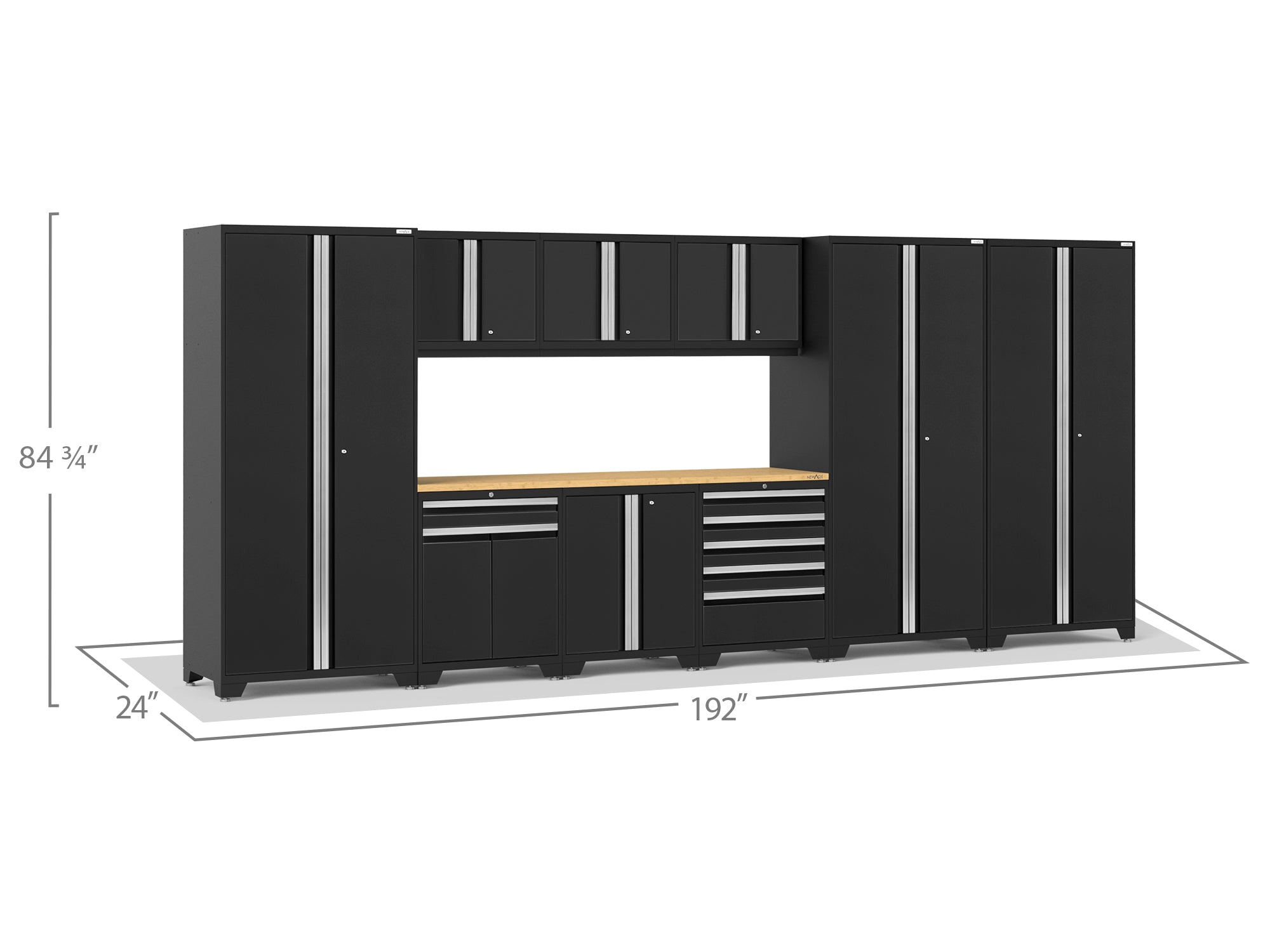 Pro Series 10 Piece Cabinet Set with Lockers, Tool Drawer Cabinet and 84 in. Worktop