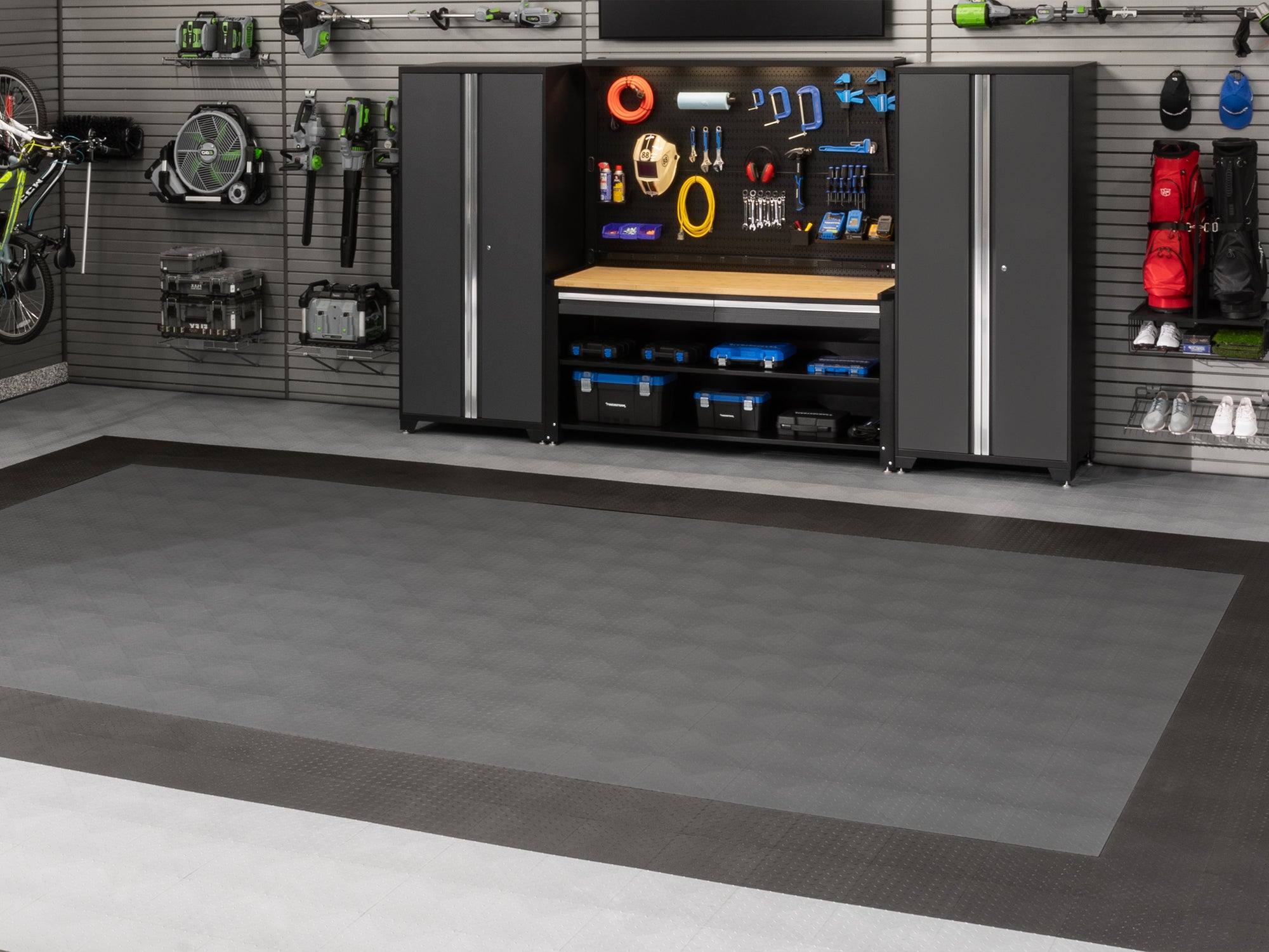 Diamond Pattern Polypropylene Garage Flooring Tiles 600 sq. ft. Flooring Bundle