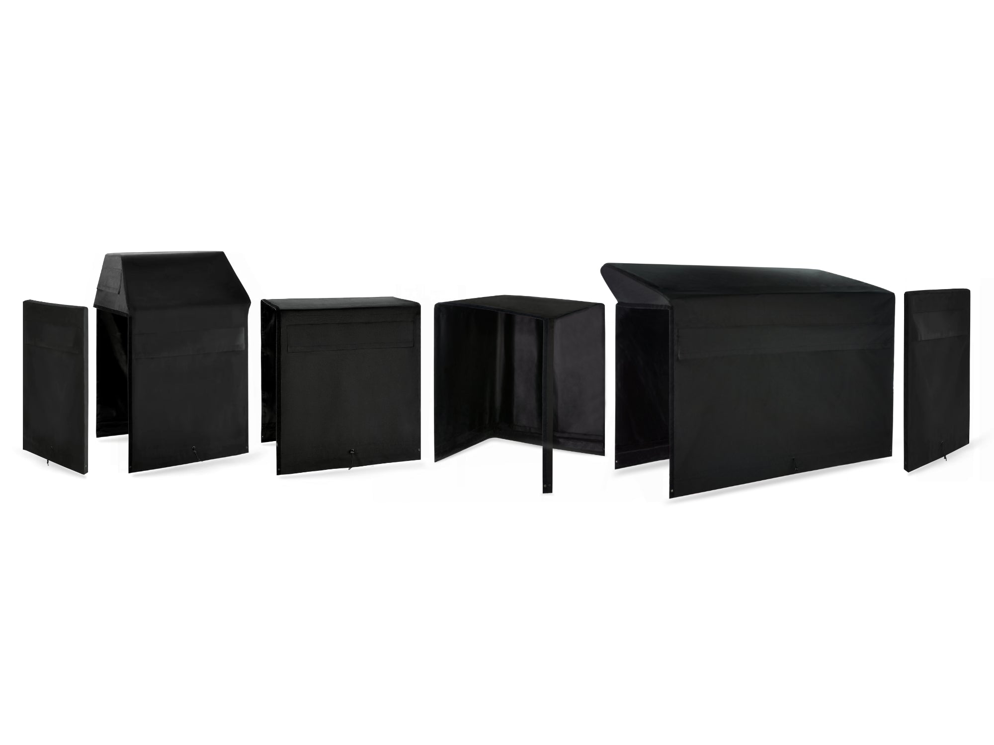 Outdoor Kitchen Cabinet Signature Cover Bundle: Platinum Grill, 36 in. Cabinet, 90 Degree Corner Cabinet, 54 in. Bar Shelf Countertop, Right/Left End Panel