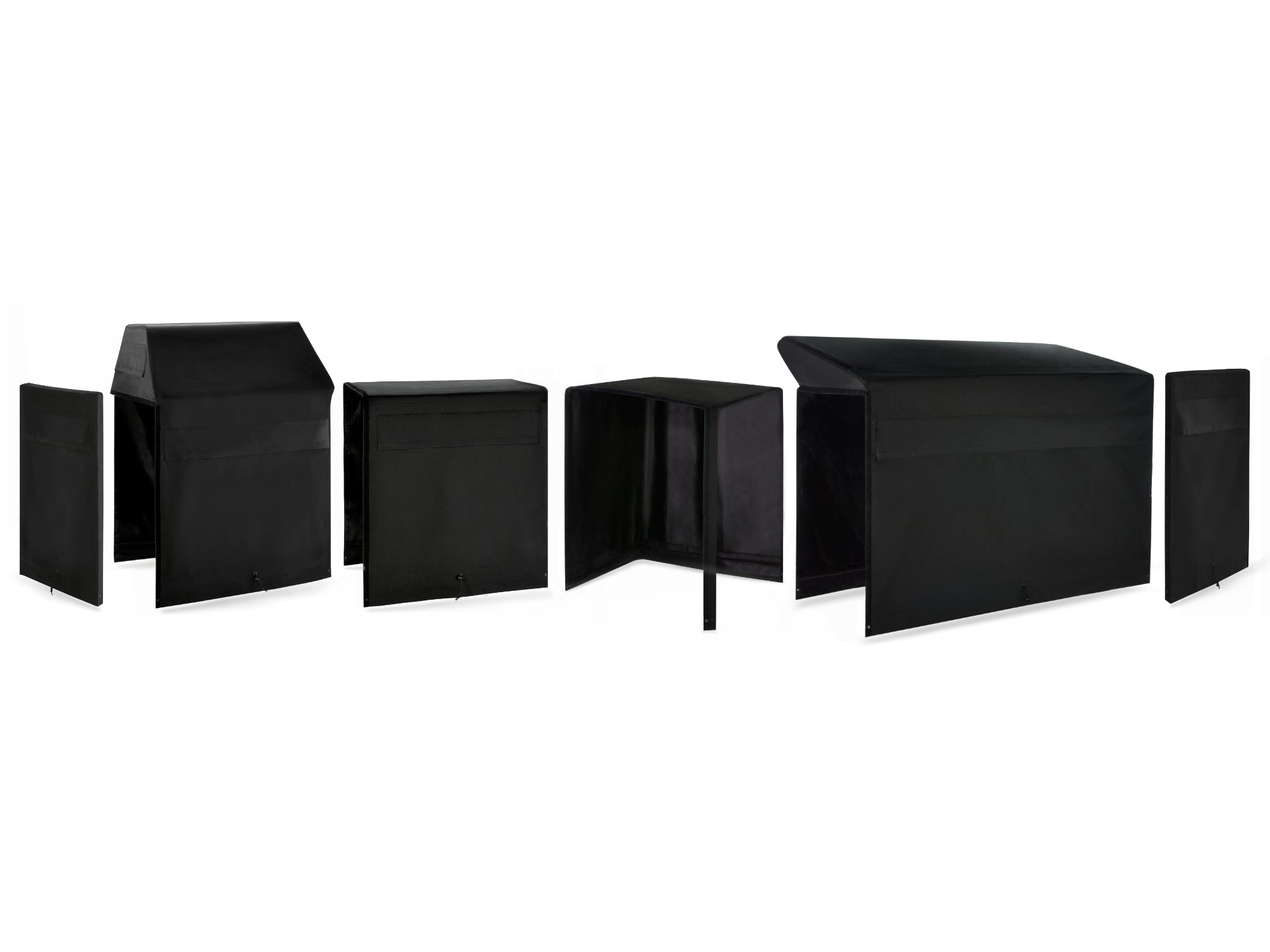 Outdoor Kitchen Cabinet Signature Cover Bundle: Platinum Grill, 36 in. Cabinet, 90 Degree Corner Cabinet, 54 in. Bar Shelf Countertop, Right/Left End Panel