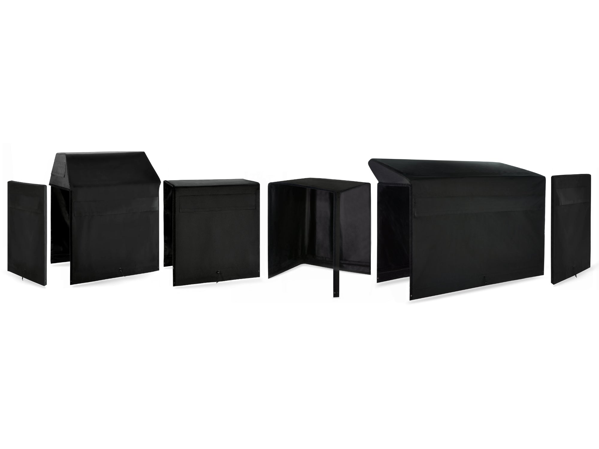 Outdoor Kitchen Cabinet Signature Cover Bundle: Platinum Grill, 36 in. Cabinet, 90 Degree Corner Cabinet, 54 in. Bar Shelf Countertop, Right/Left End Panel