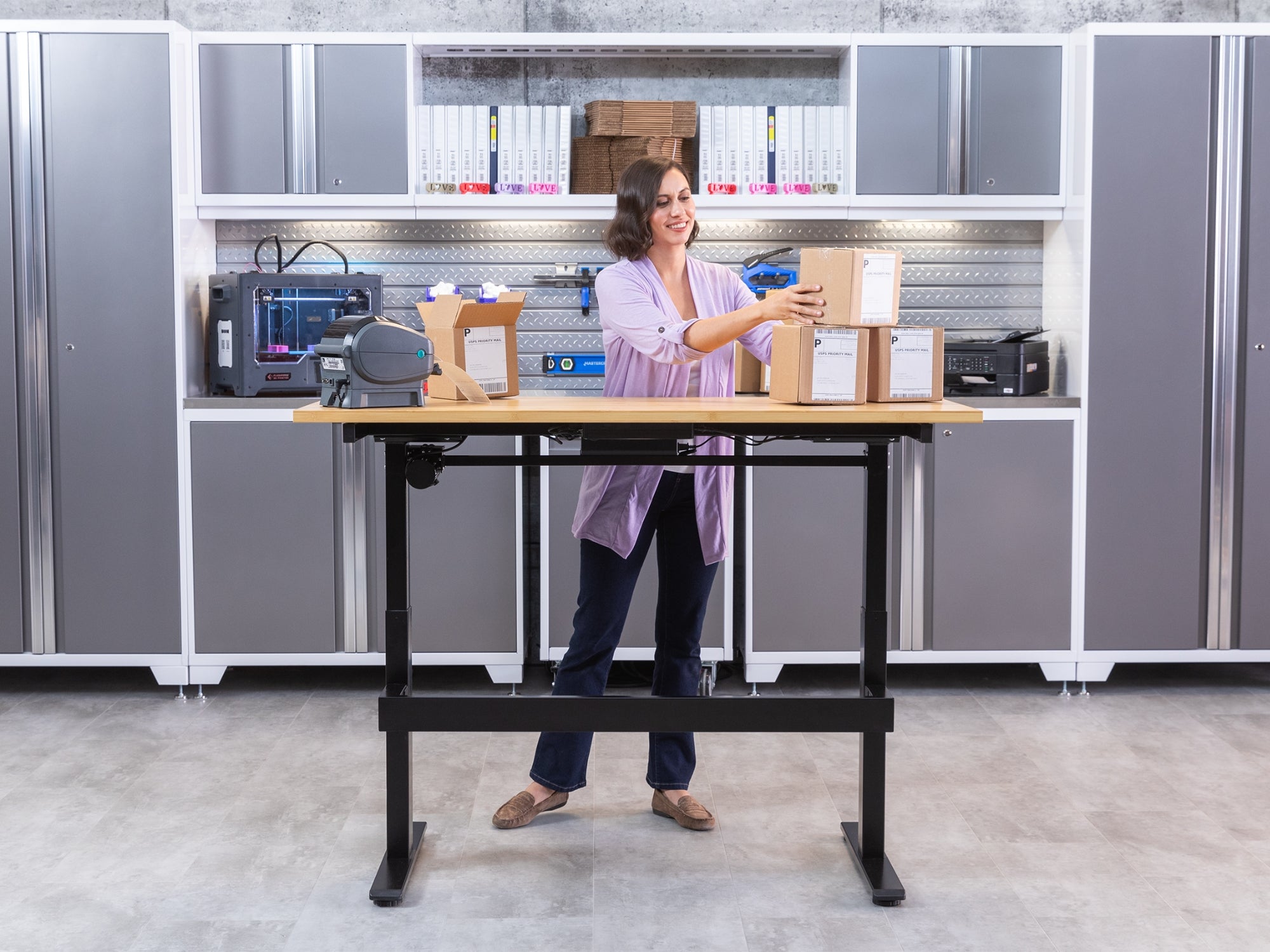 56 in. Electric Adjustable Height Worktable