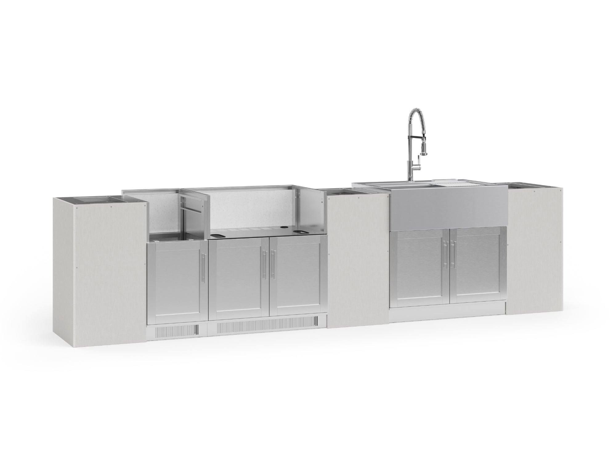 Outdoor Kitchen Signature Series 8 Piece Cabinet Set With Dual side Burner, Sink and Grill Cabinet