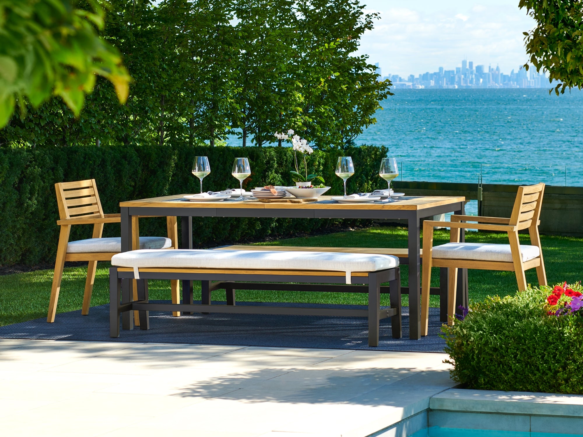 Rhodes 8 Seater Dining Set with 96 in. Table and Bench Seating