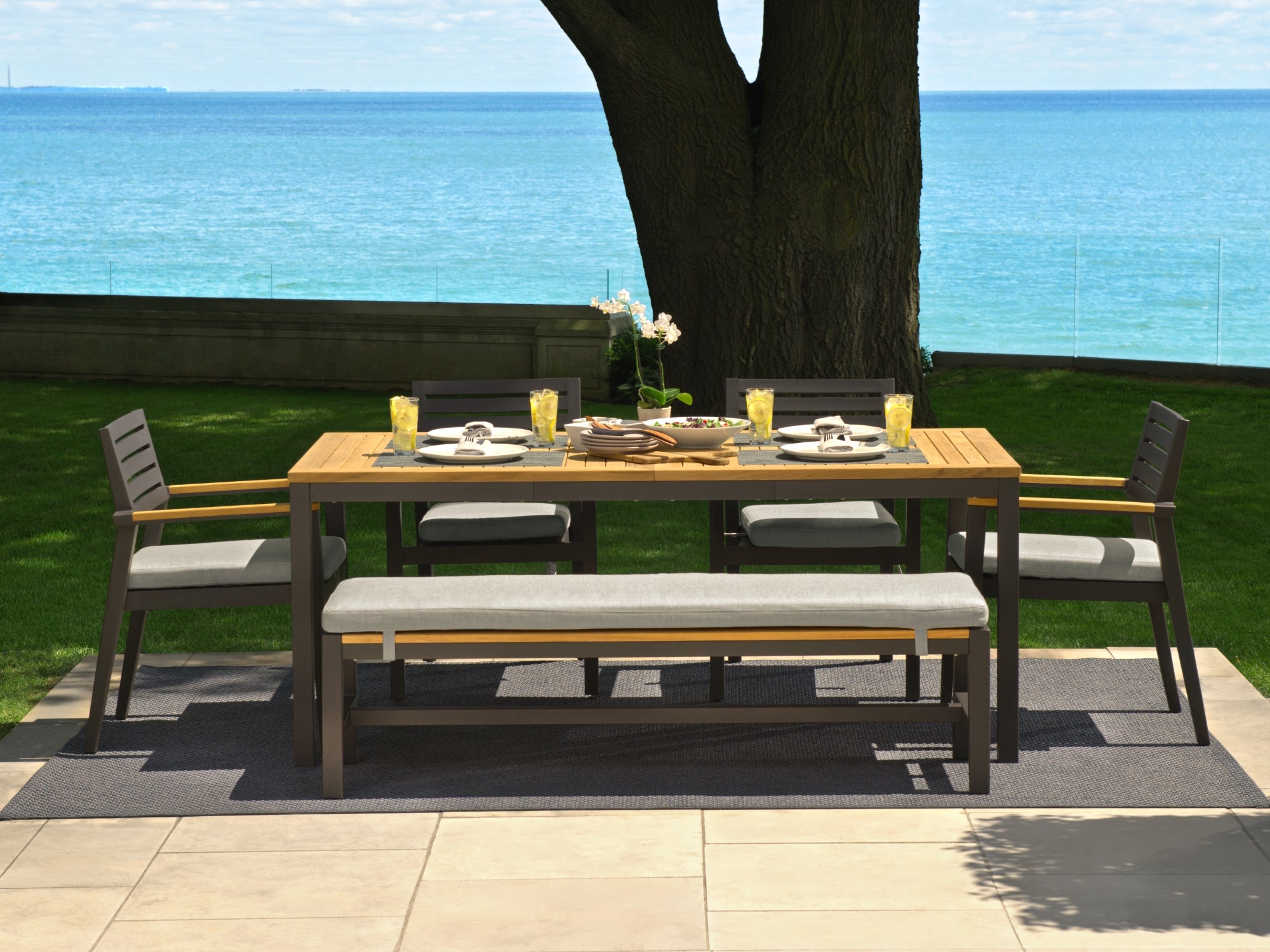 Rhodes 8 Seater Dining Set with 96 in. Table and Bench Seating