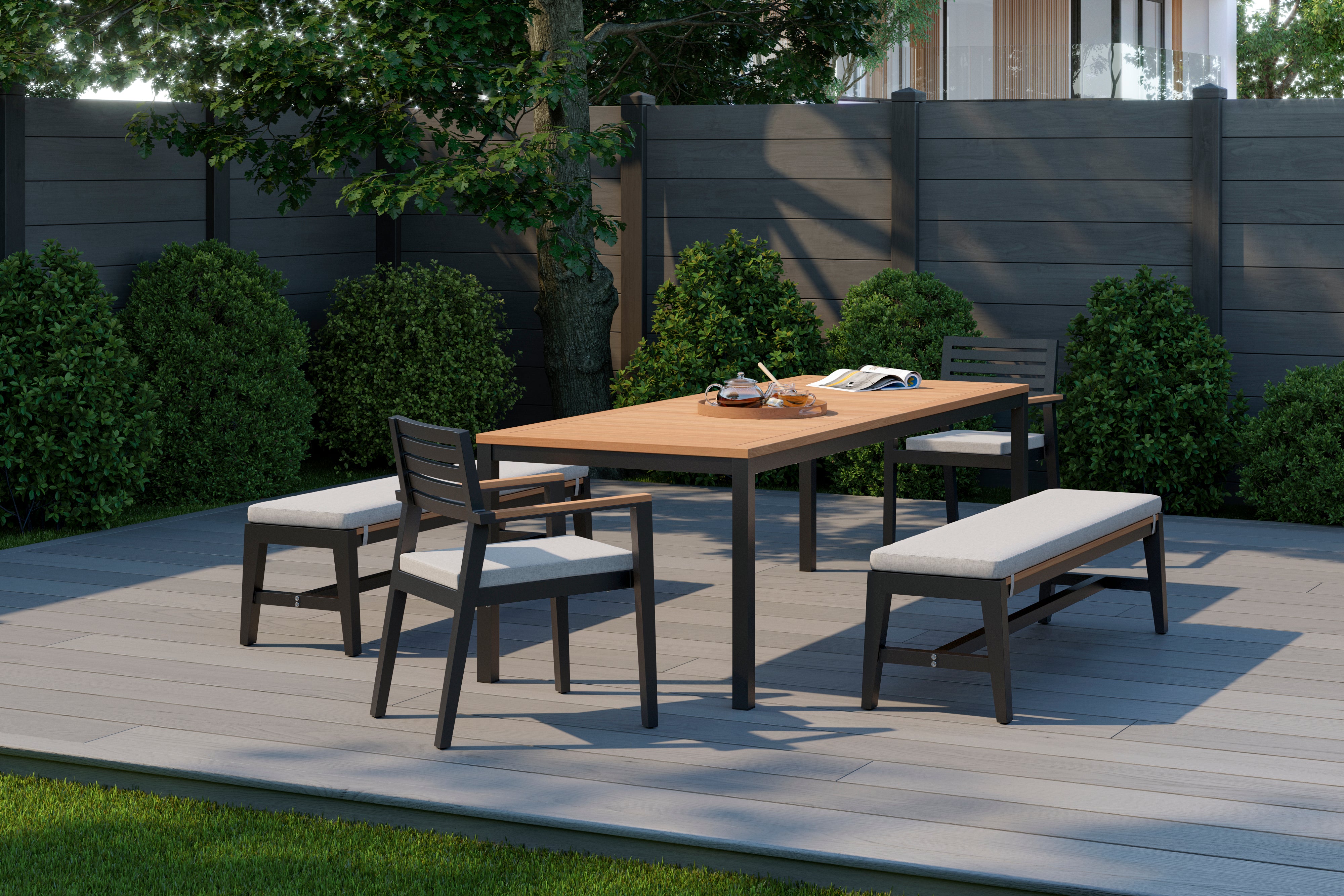 Rhodes 8 Seater Dining Set with 96 in. Table and Bench Seating
