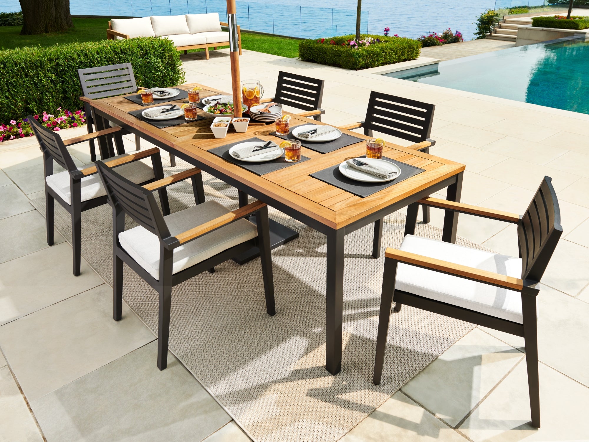Rhodes 8 Seater Dining Set with 96 in. Table and Bench Seating