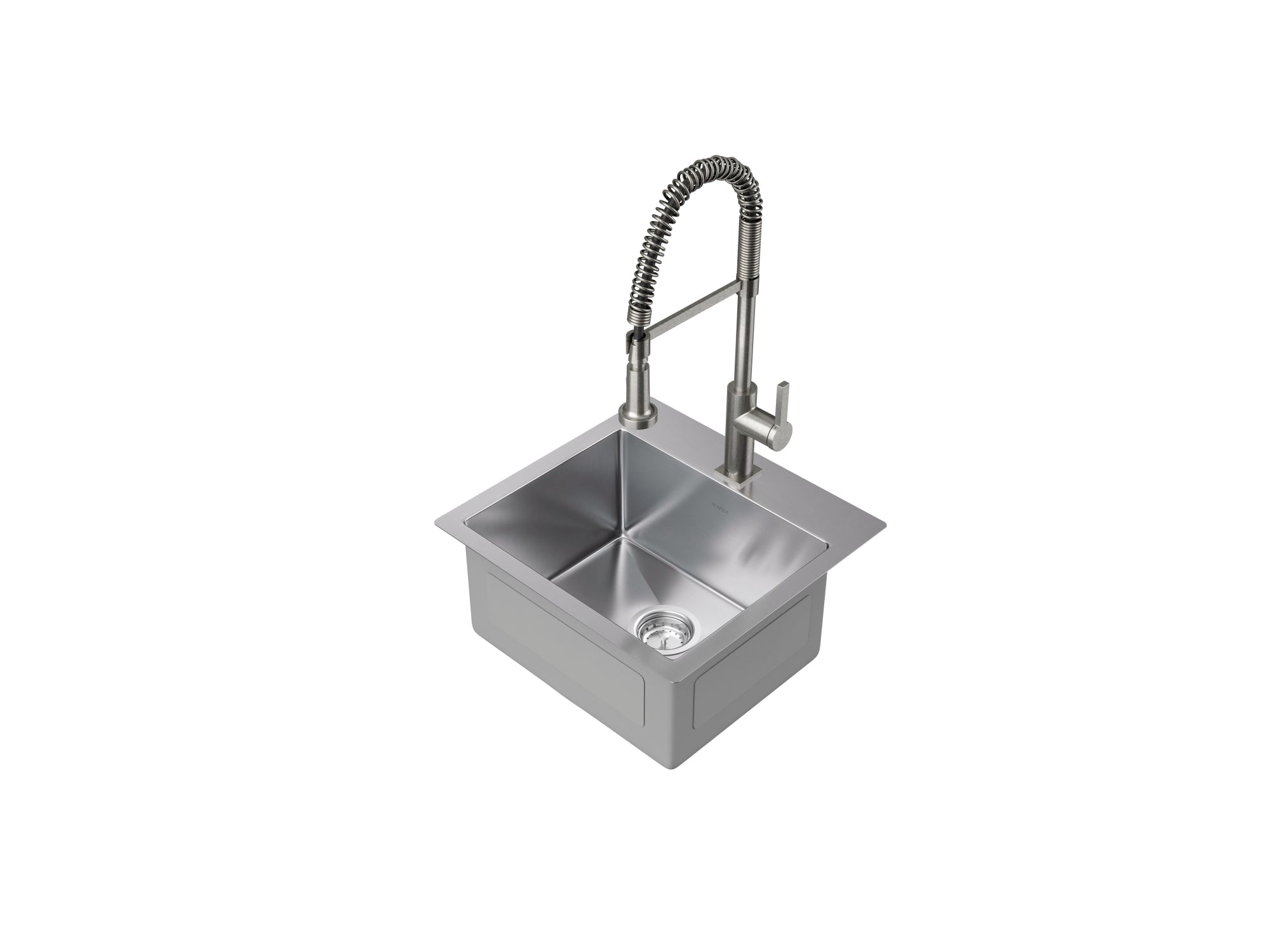 19 in. Overmount Single Bowl Stainless Steel Sink with Coiled Pull Down Faucet