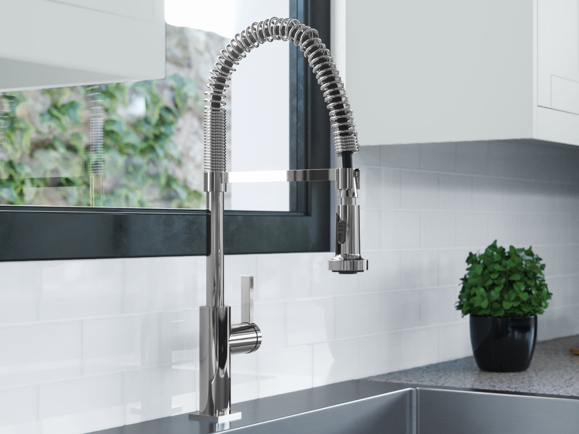 19 in. Overmount Single Bowl Stainless Steel Sink with Coiled Pull Down Faucet
