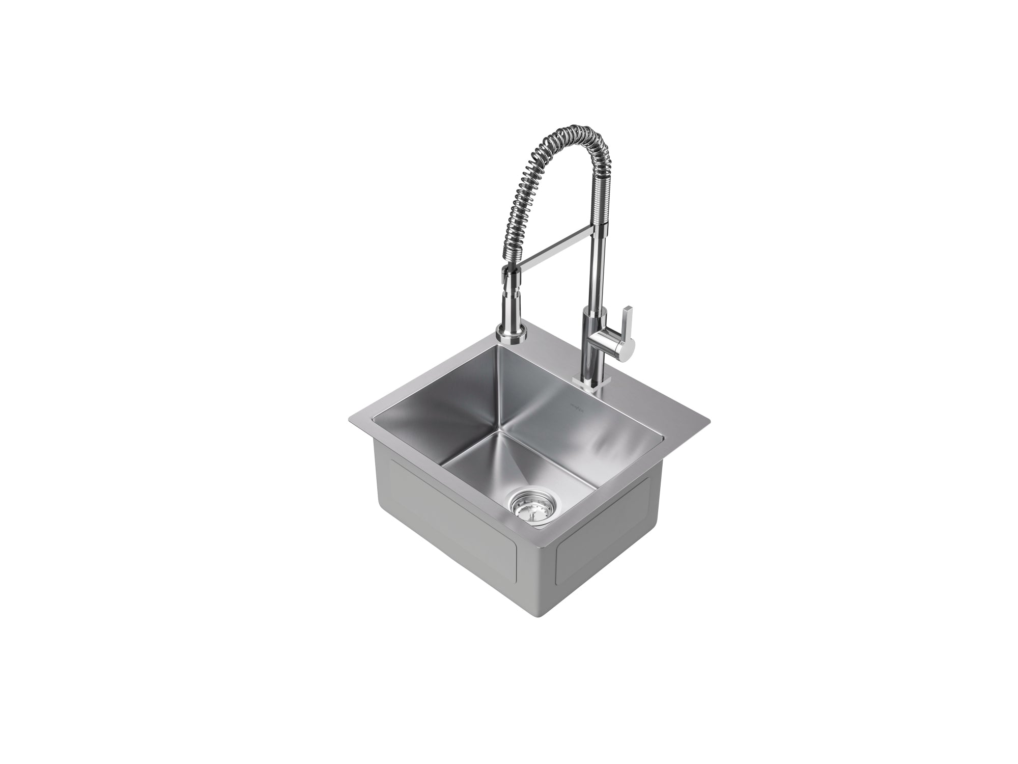 19 in. Overmount Single Bowl Stainless Steel Sink with Coiled Pull Down Faucet