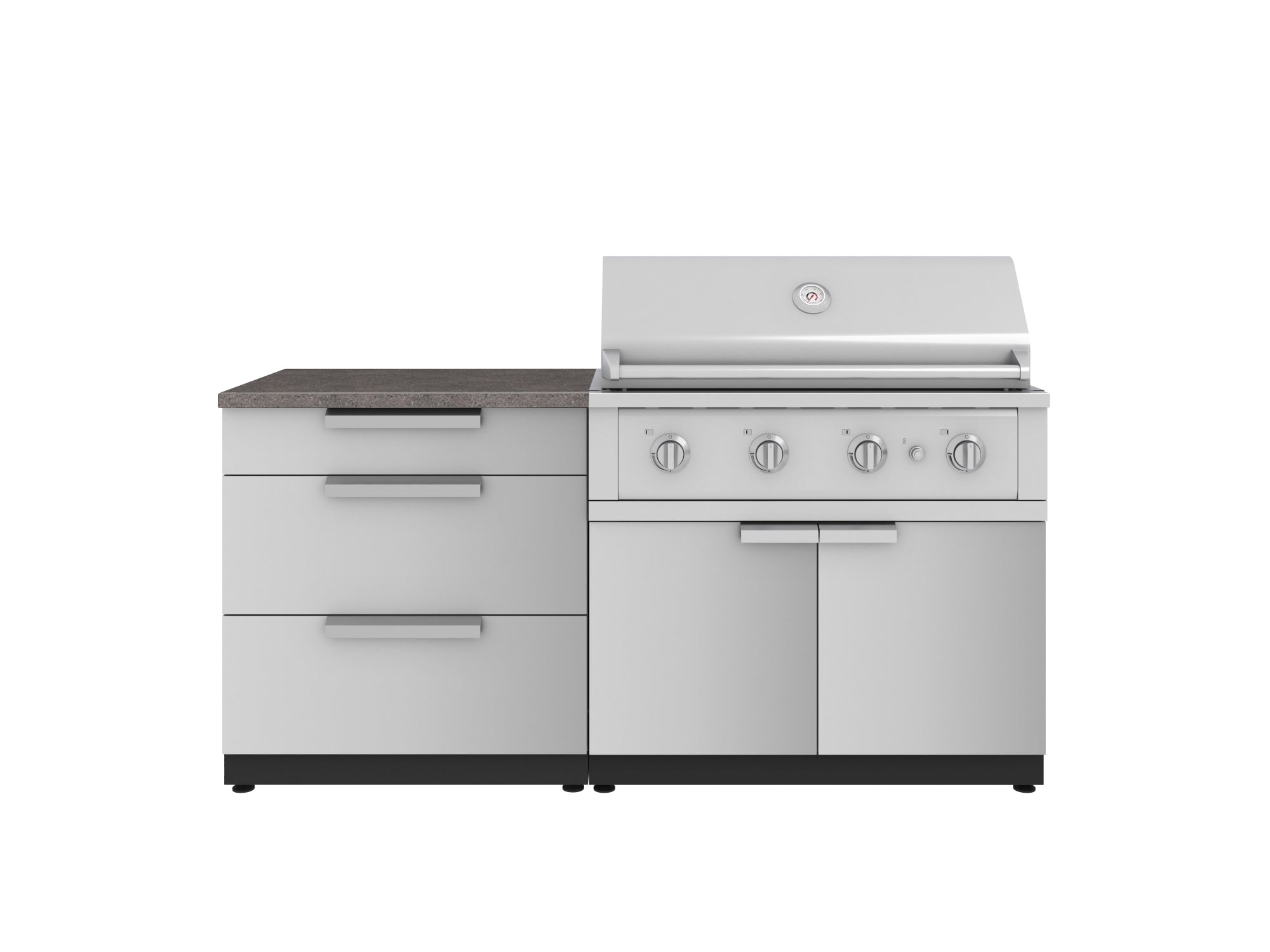Outdoor Kitchen Stainless-Steel 4 Piece Cabinet Set with 3 Drawer, Grill Cabinet, Performance Grill, and Countertop