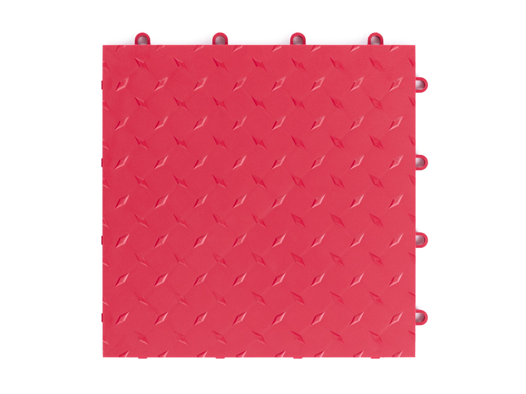 12in x 12in Diamond Plate Pattern Polypropylene Garage Flooring Tiles (48-Pack) - Red