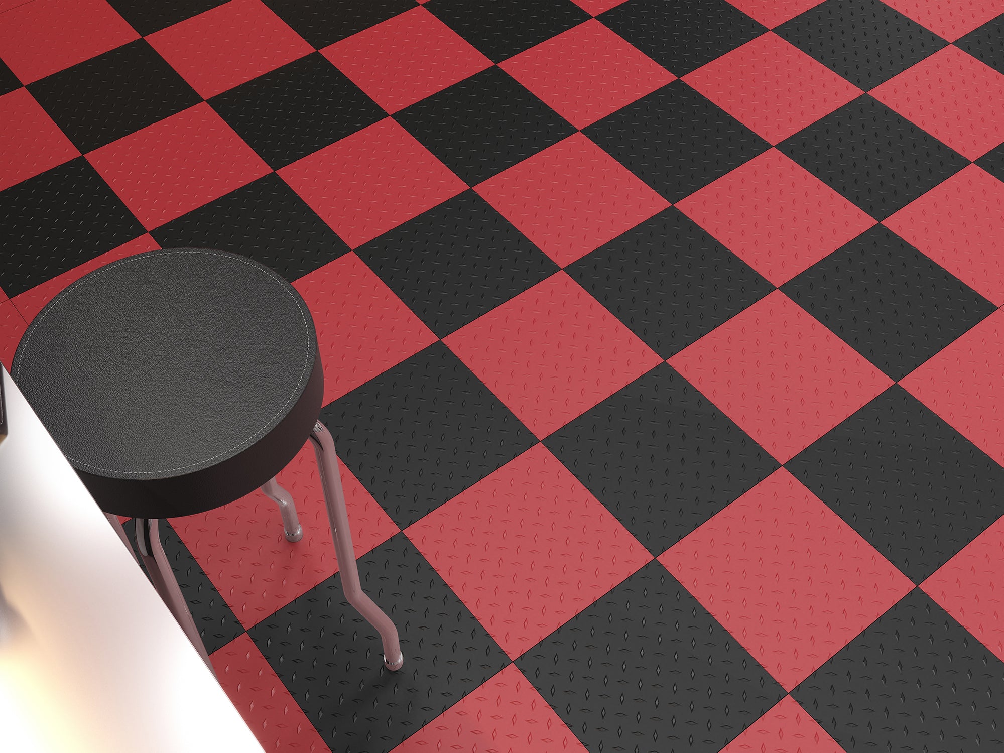 Diamond Pattern Polypropylene Garage Flooring Tiles 600 sq. ft. Checkered Pattern Flooring Bundle