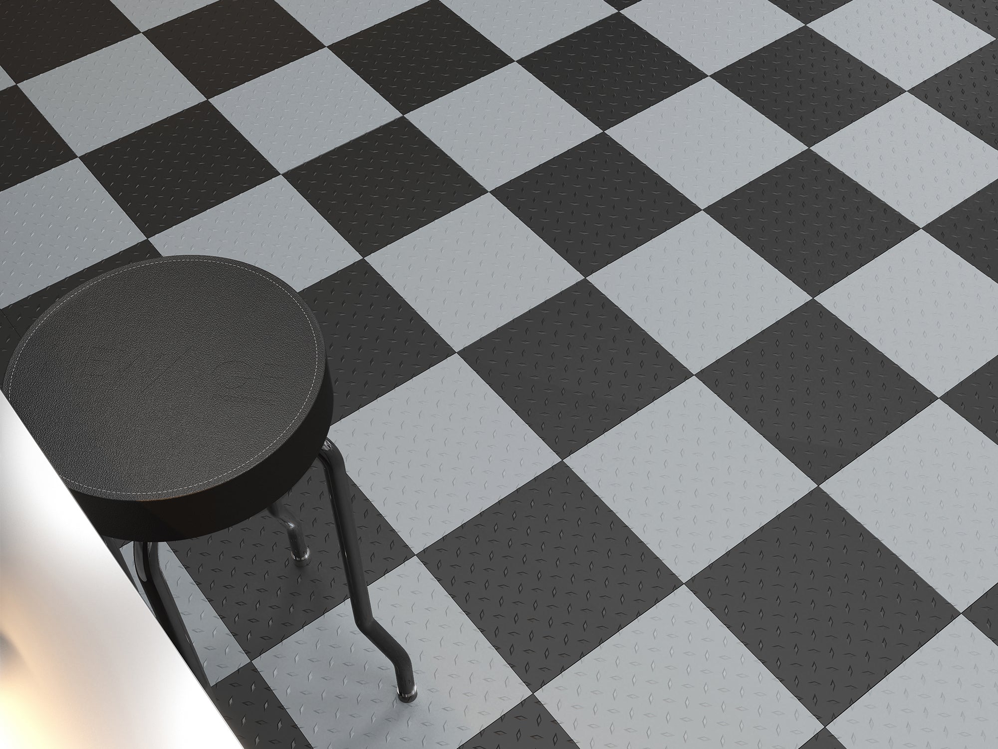 Diamond Pattern Polypropylene Garage Flooring Tiles 600 sq. ft. Checkered Pattern Flooring Bundle