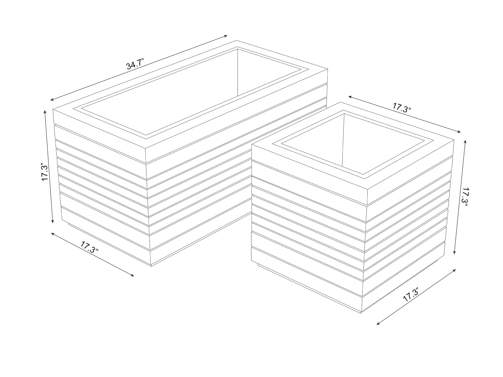 Rhodes Square Planter and Rectangular Planter