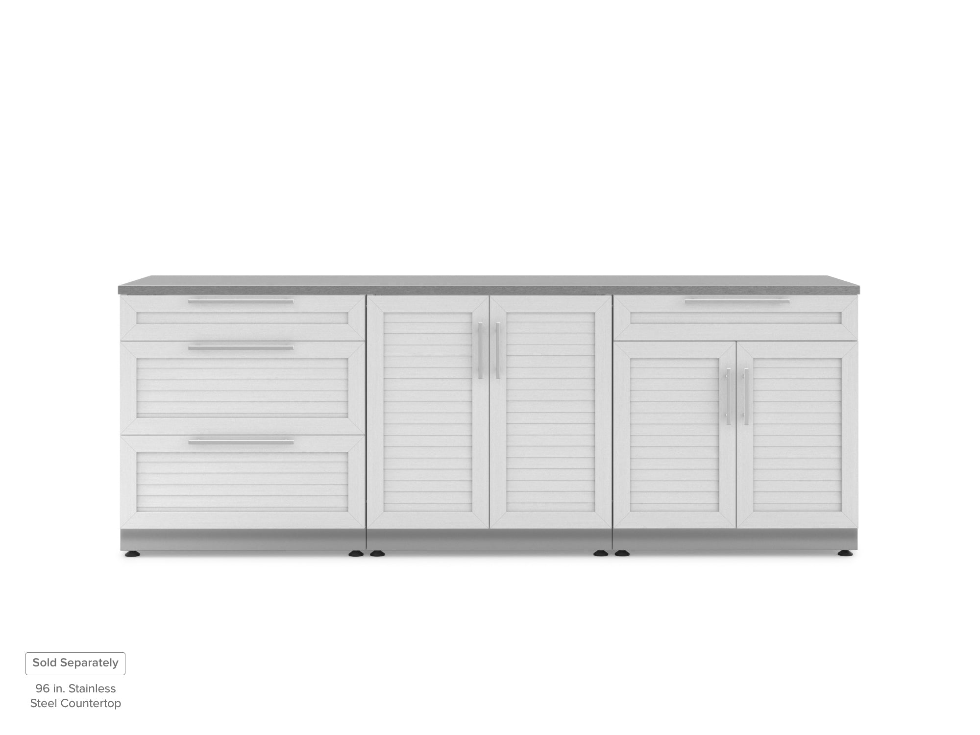 Outdoor Kitchen Stainless Steel Louvered Doors 3 Piece Cabinet Set with 2-Door, 2-Door Drawer and 3-Drawer Cabinet