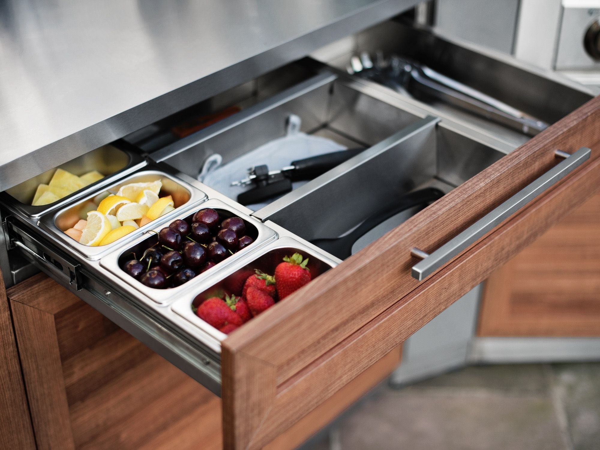 Outdoor Kitchen Stainless Steel Louvered Doors 3 Piece Cabinet Set with 3-Drawer, 2-Door Drawer and Grill Cabinet