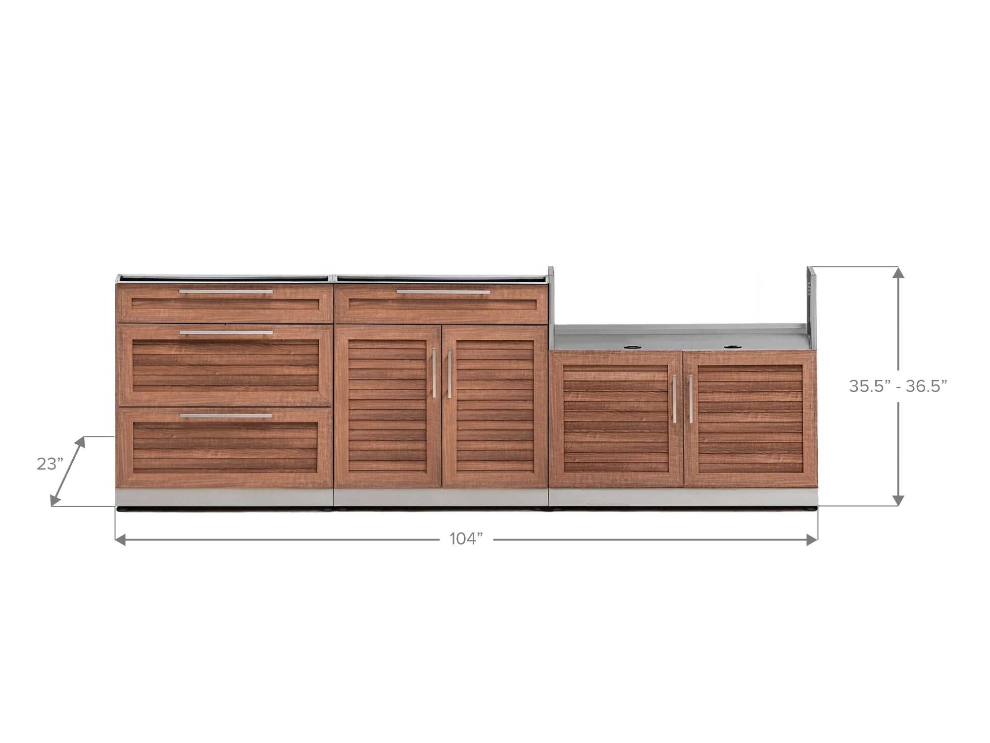 Outdoor Kitchen Stainless Steel Louvered Doors 3 Piece Cabinet Set with 3-Drawer, 2-Door Drawer and Grill Cabinet