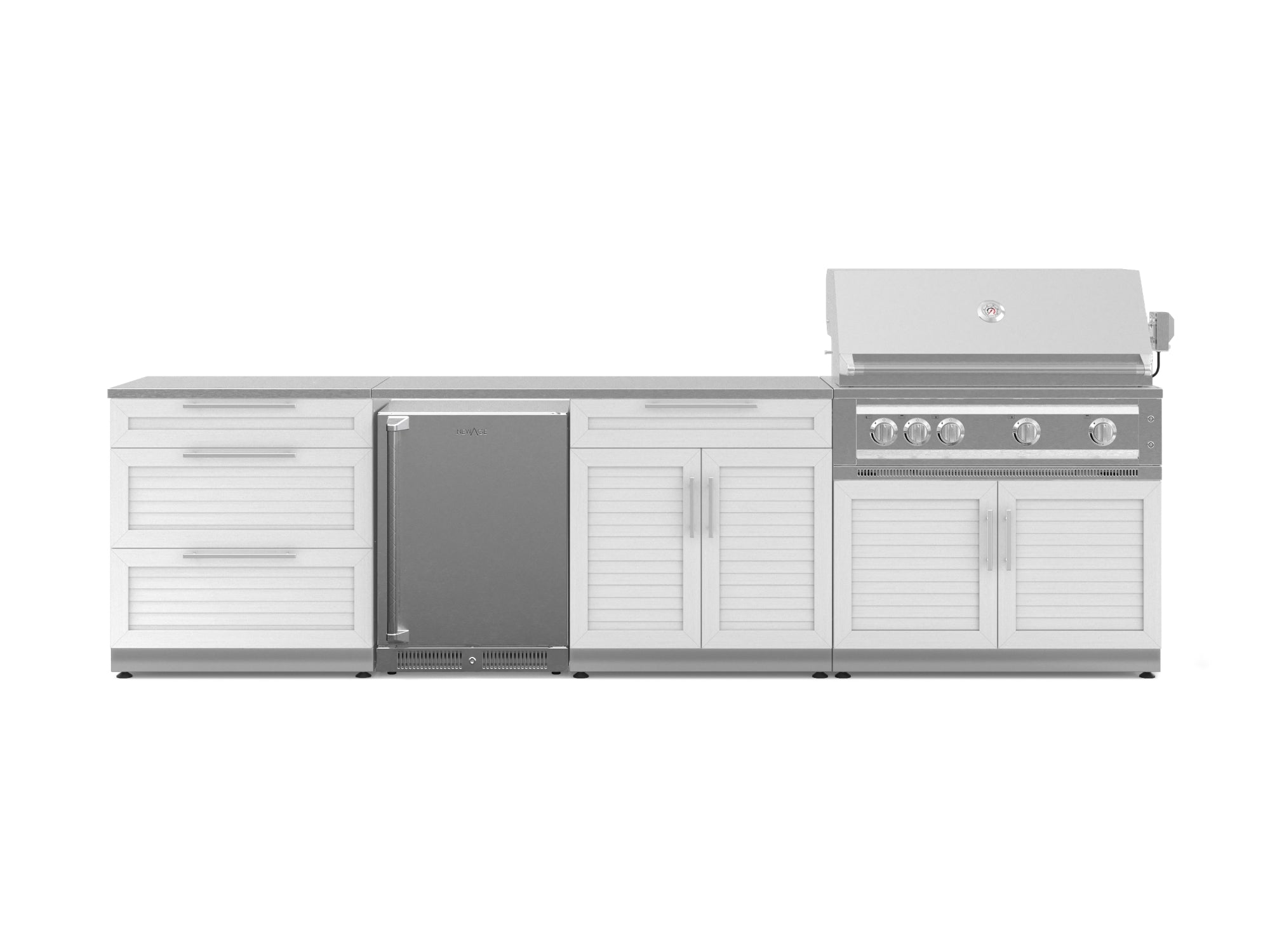 Louvered White / 40 in. Platinum Grill (NG) / Stainless Steel