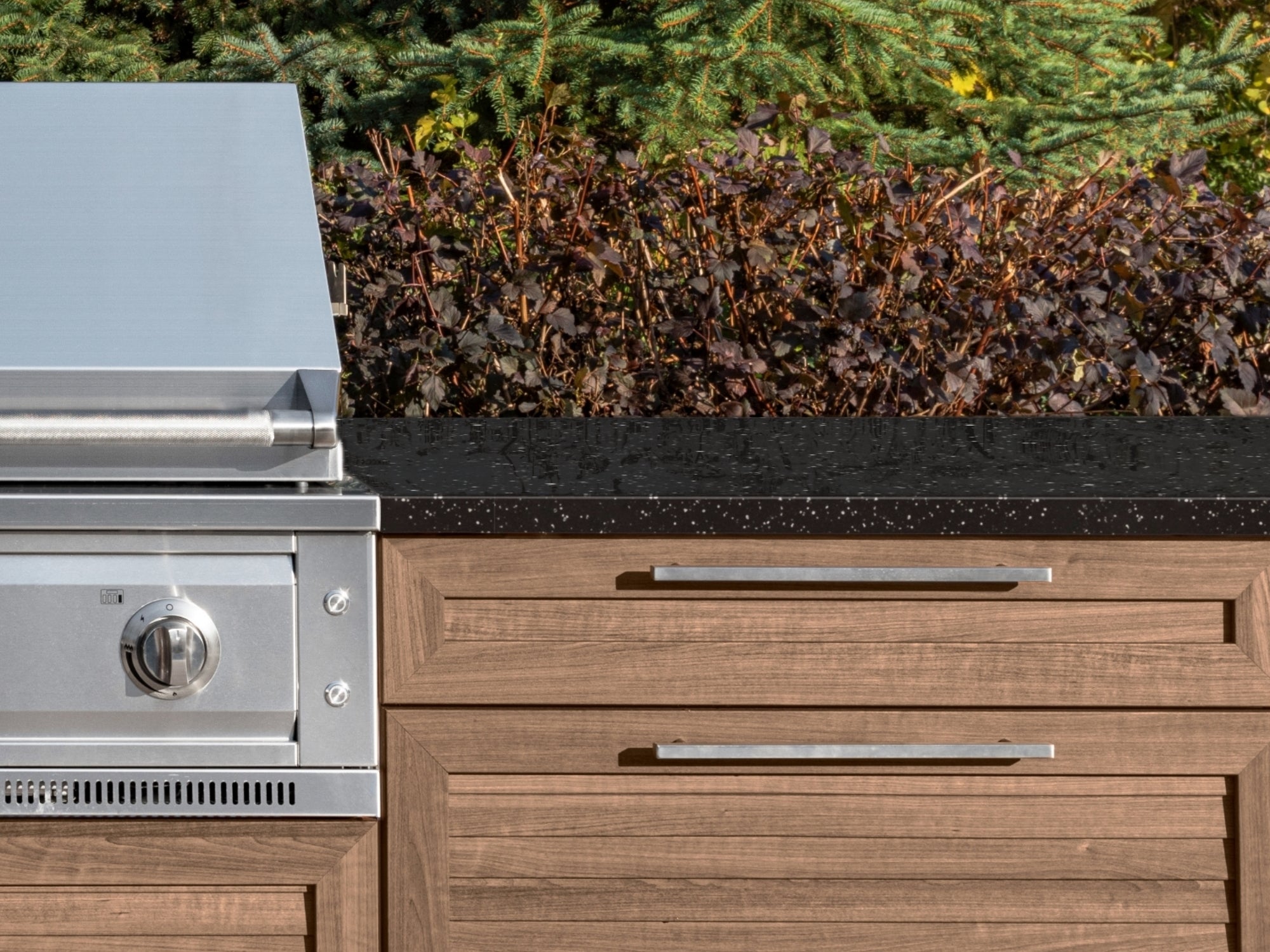 Outdoor Kitchen Louvered Stainless Steel 4 Piece Cabinet Set with Casters and 2 Door, Grill Cabinet, Performance Grill, Countertop