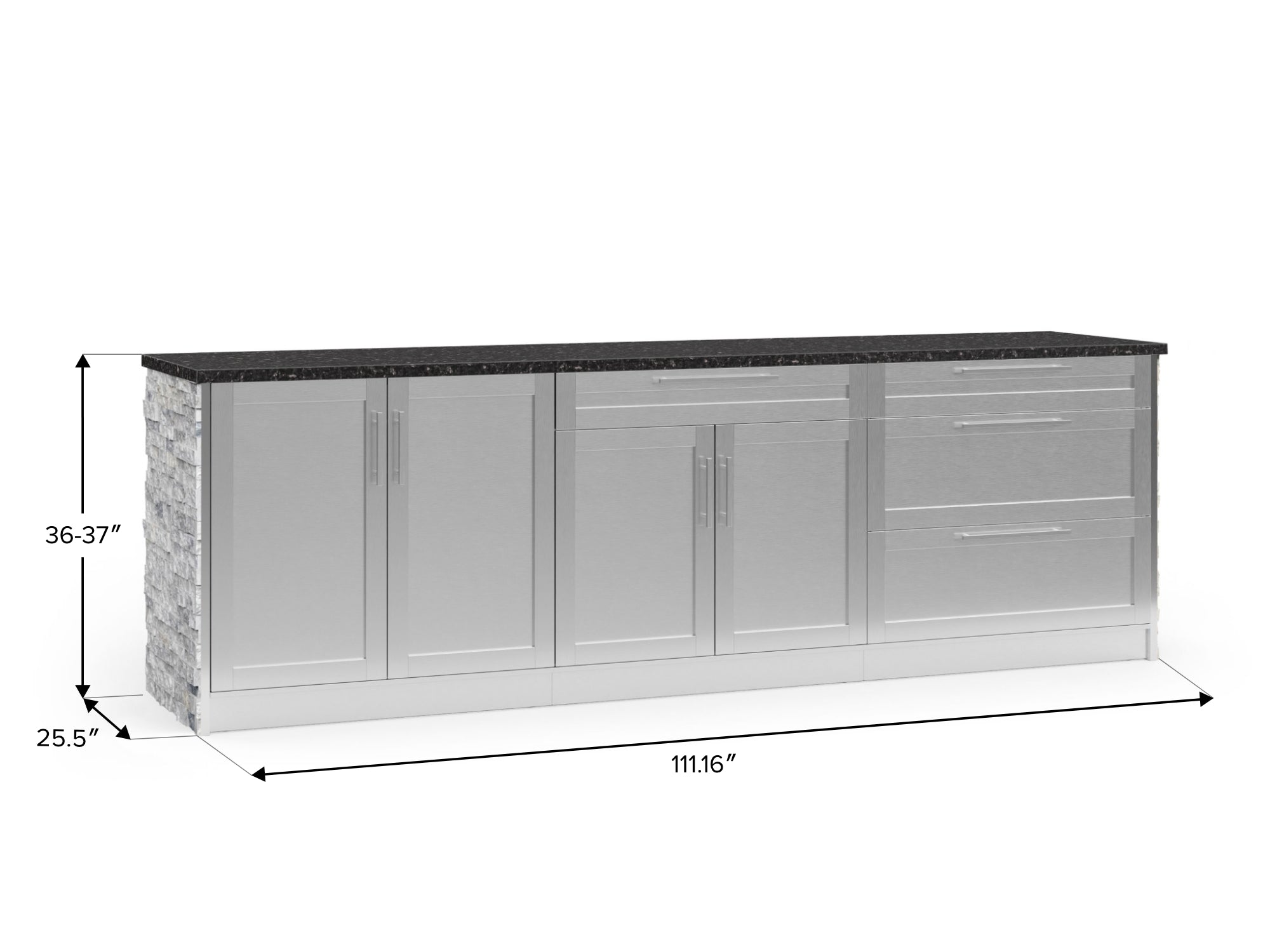 Outdoor Kitchen Signature Series 5 Piece Cabinet Set with 3 Drawer, 2 Door and Bar Cabinet