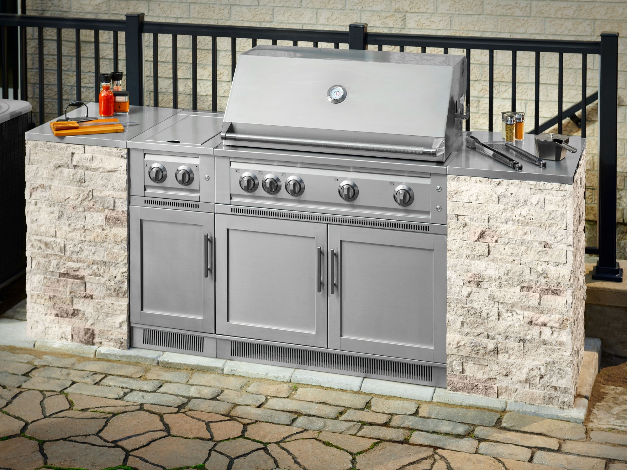 Signature Outdoor Kitchen Cabinet Stainless Steel Countertop Bundle: 60 in. 1-Side Extended, 90 Degree Corner Countertop