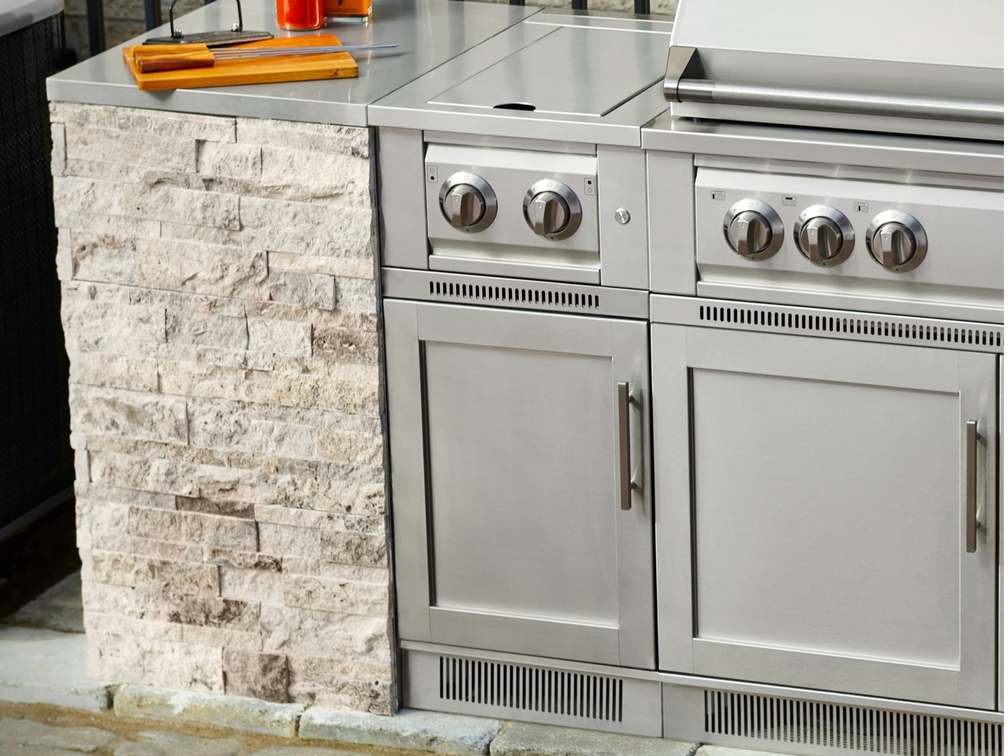 Signature Outdoor Kitchen Cabinet Stainless Steel Countertop Bundle: 60 in. 1-Side Extended, 90 Degree Corner Countertop