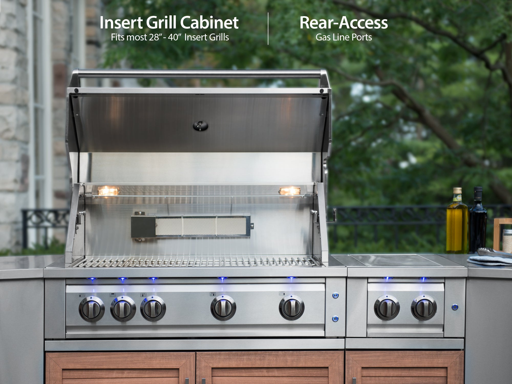 Outdoor Kitchen Stainless Steel Louvered Doors 6 Piece Cabinet Set with Sink, 3-Drawer, 2-Door and Wall Cabinets
