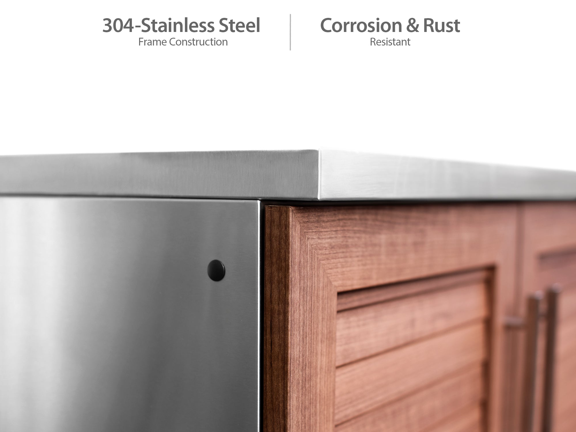 Outdoor Kitchen Stainless Steel Louvered Doors 6 Piece Cabinet Set with Sink, 3-Drawer, 2-Door and Wall Cabinets