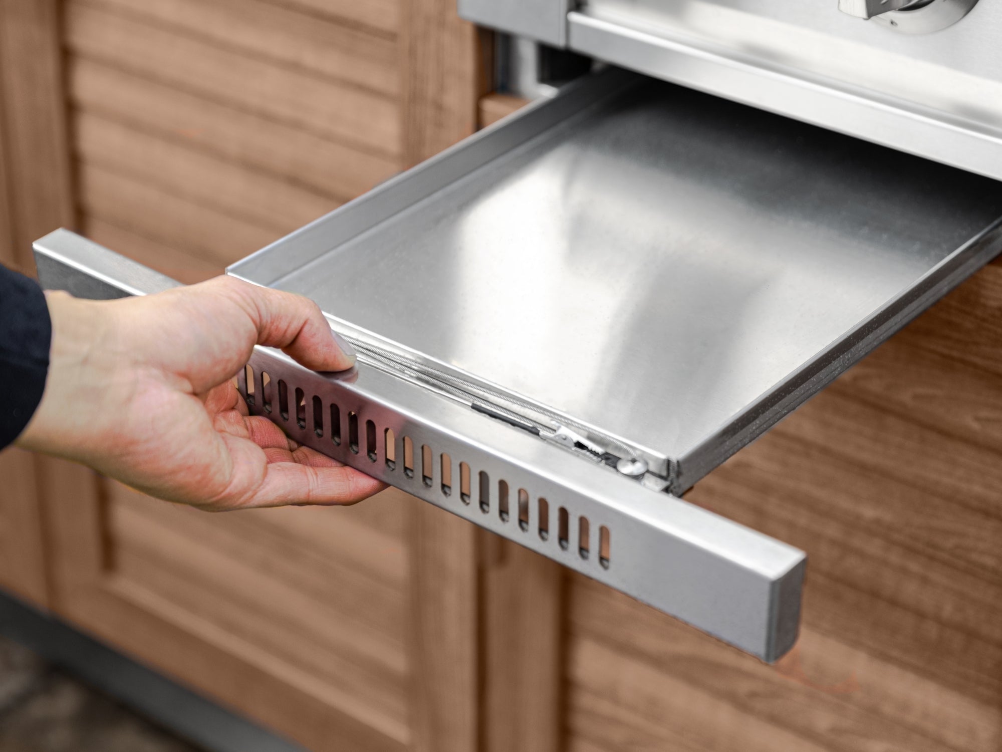 Outdoor Kitchen Aluminum 6 Piece Cabinet Set with Casters and Platinum Grill, Dual Side Burner, Bar, Grill Cabinet, Countertop