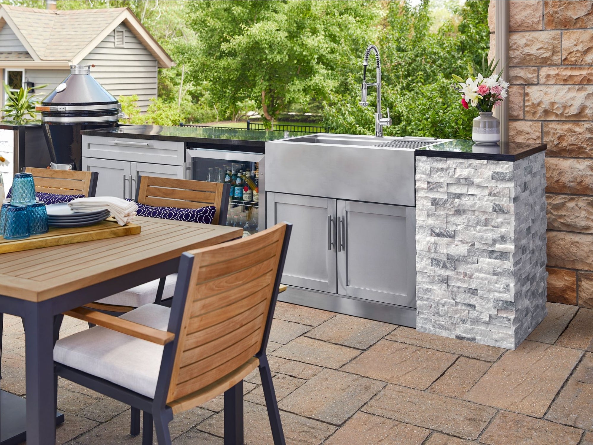 Black Galaxy Granite Countertop Bundle: 60 in. 1-Side Extended, 90 Degree Corner Countertop
