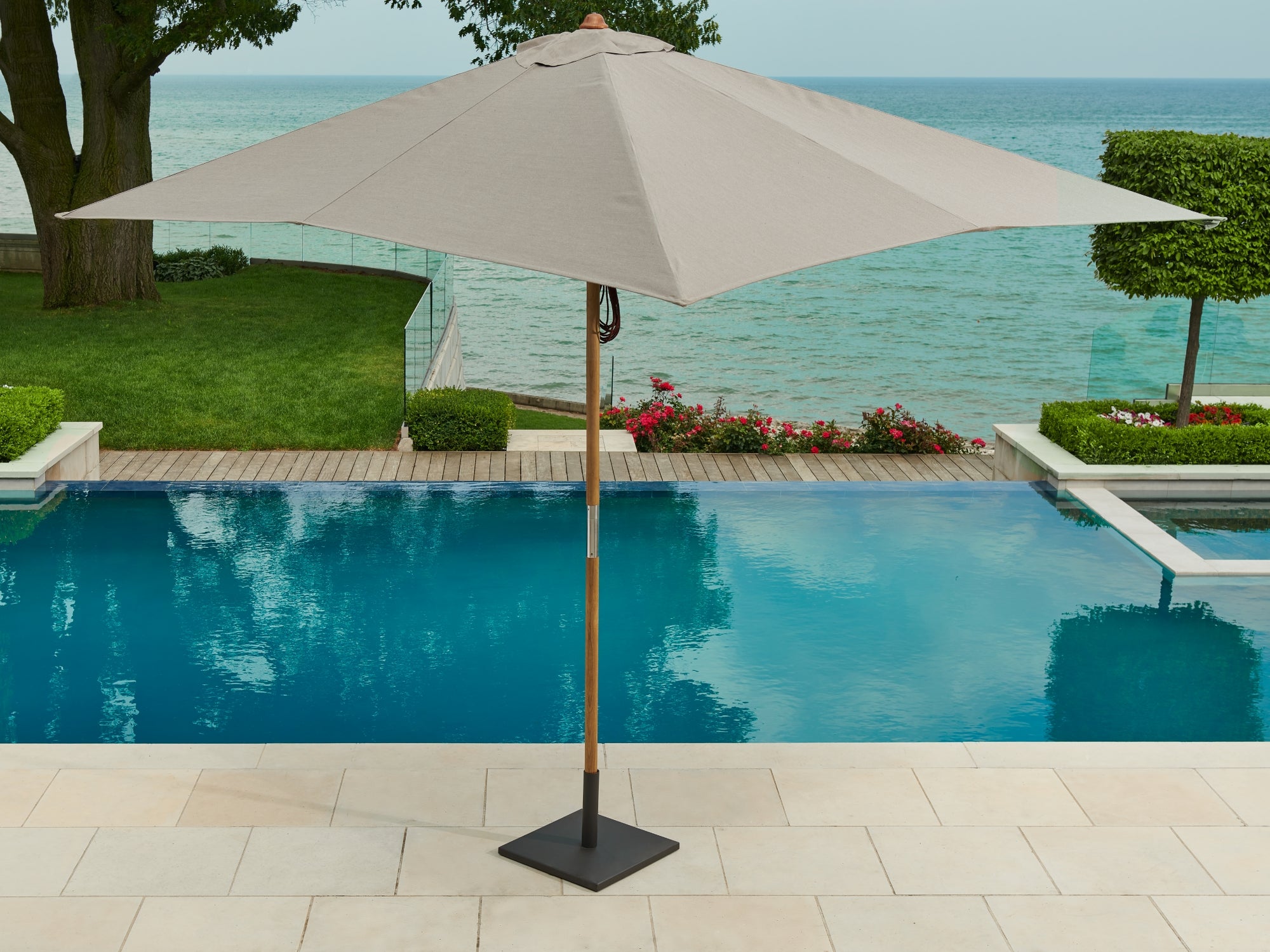 Rhodes 7 Seater Chat Set with Coffee Table, Side Table and Umbrella