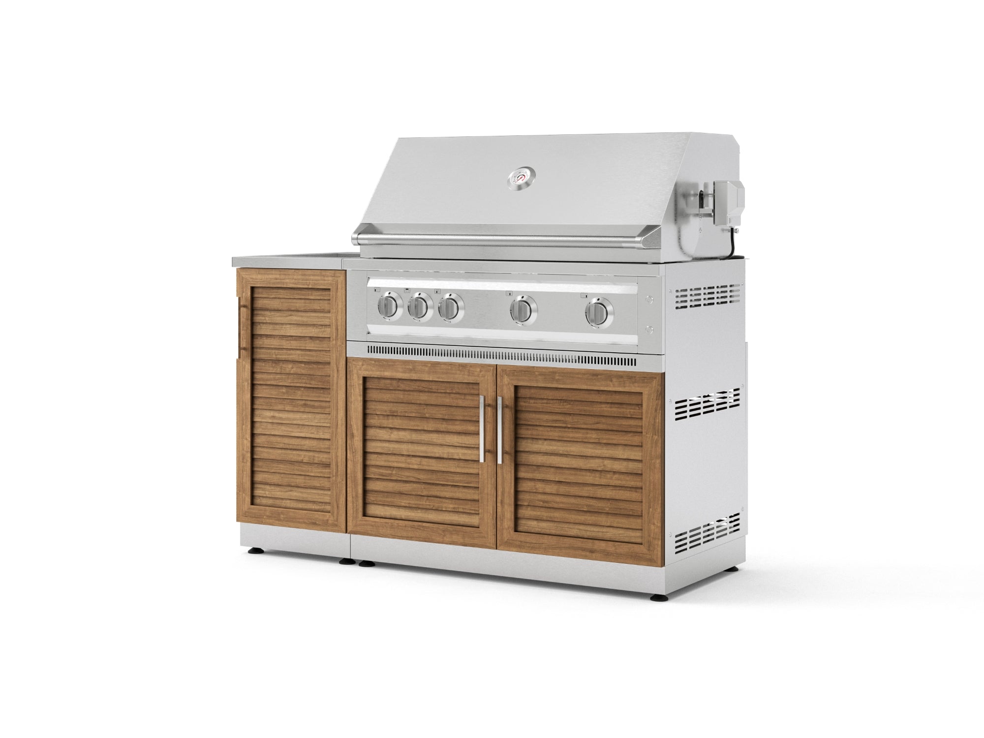 Outdoor Grill Island Stainless-Steel Louvered Doors 3 Piece Cabinet Set with Sink, Grill Cabinet, and Platinum Grill
