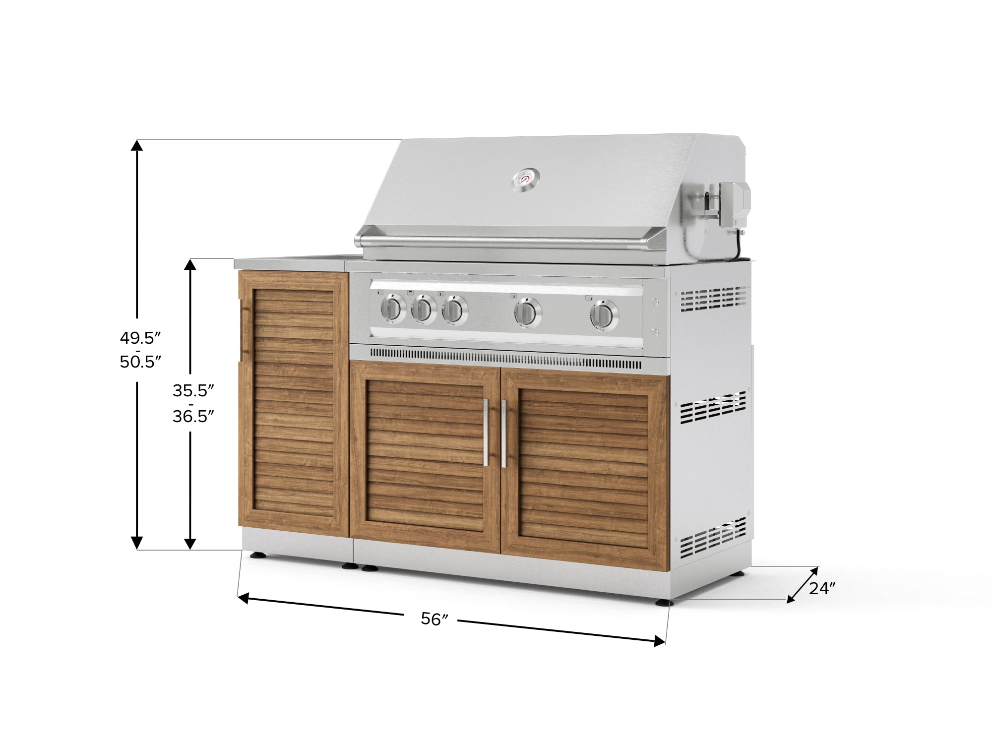 Outdoor Grill Island Stainless-Steel Louvered Doors 3 Piece Cabinet Set with Sink, Grill Cabinet, and Platinum Grill