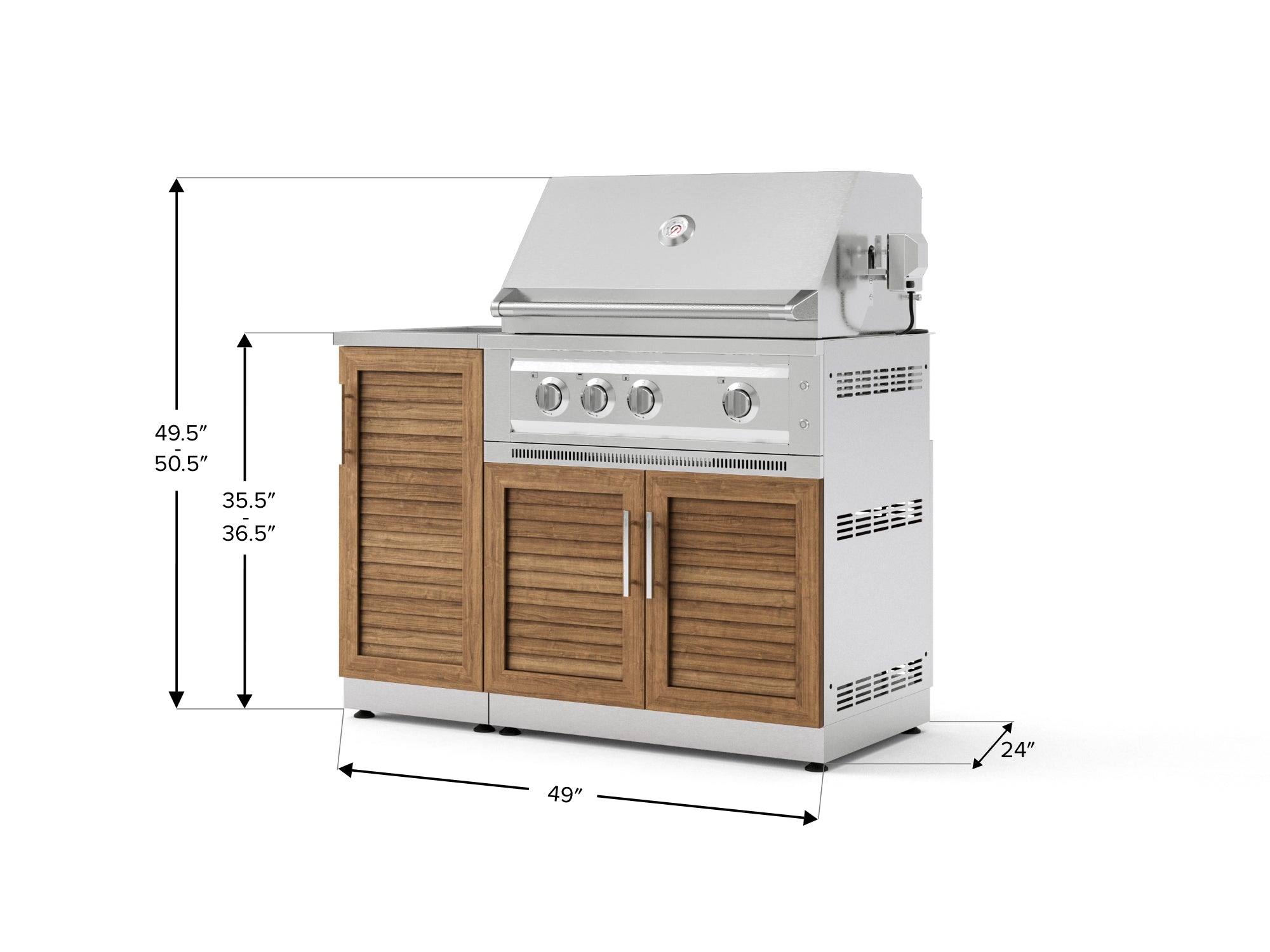 Outdoor Grill Island Stainless-Steel Louvered Doors 3 Piece Cabinet Set with Sink, Grill Cabinet, and Platinum Grill