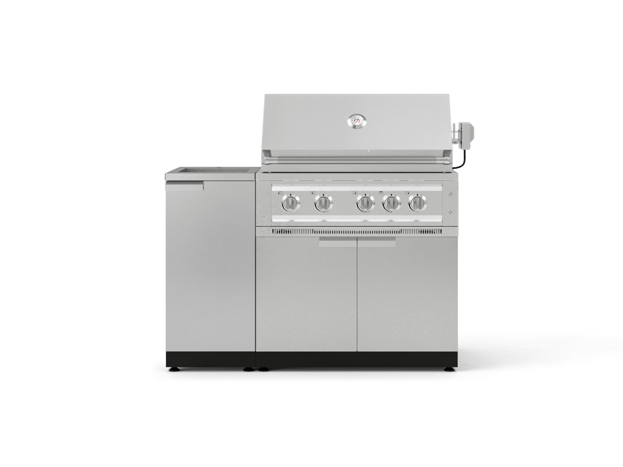 Outdoor Grill Island Stainless-Steel 3 Piece Cabinet Set with Sink, Grill Cabinet, and Platinum Grill