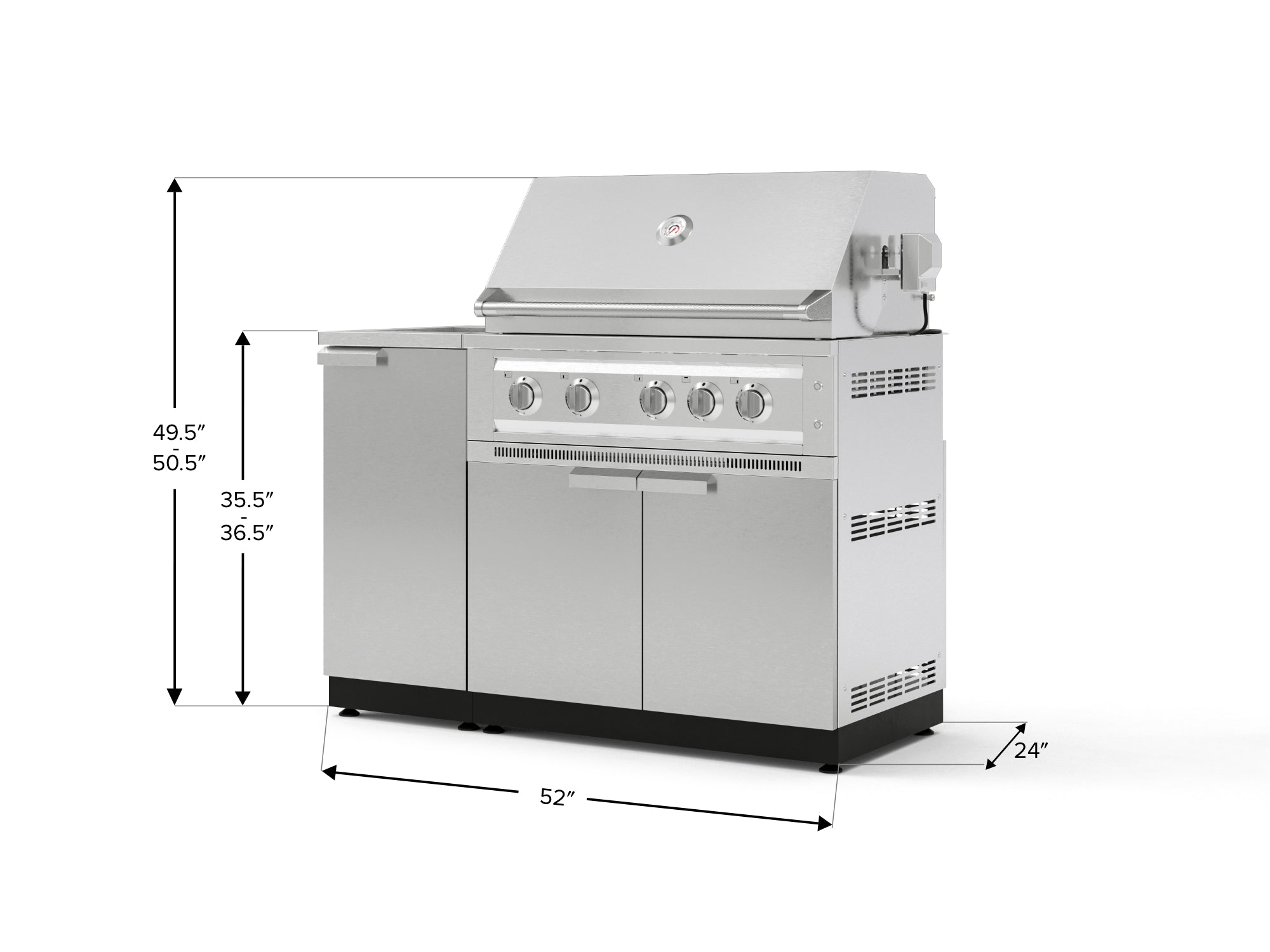 Outdoor Grill Island Stainless-Steel 3 Piece Cabinet Set with Sink, Grill Cabinet, and Platinum Grill