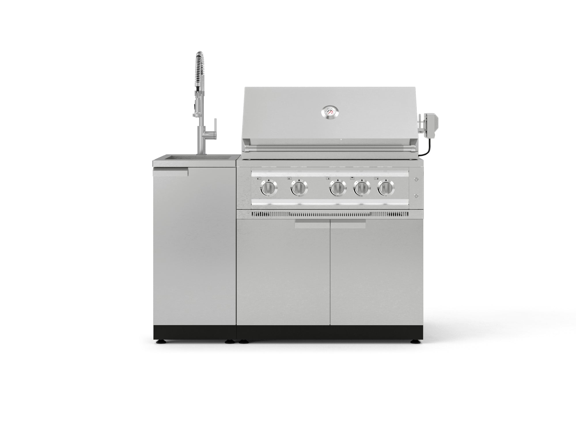 Outdoor Grill Island Stainless-Steel 3 Piece Cabinet Set with Sink, Grill Cabinet, and Platinum Grill