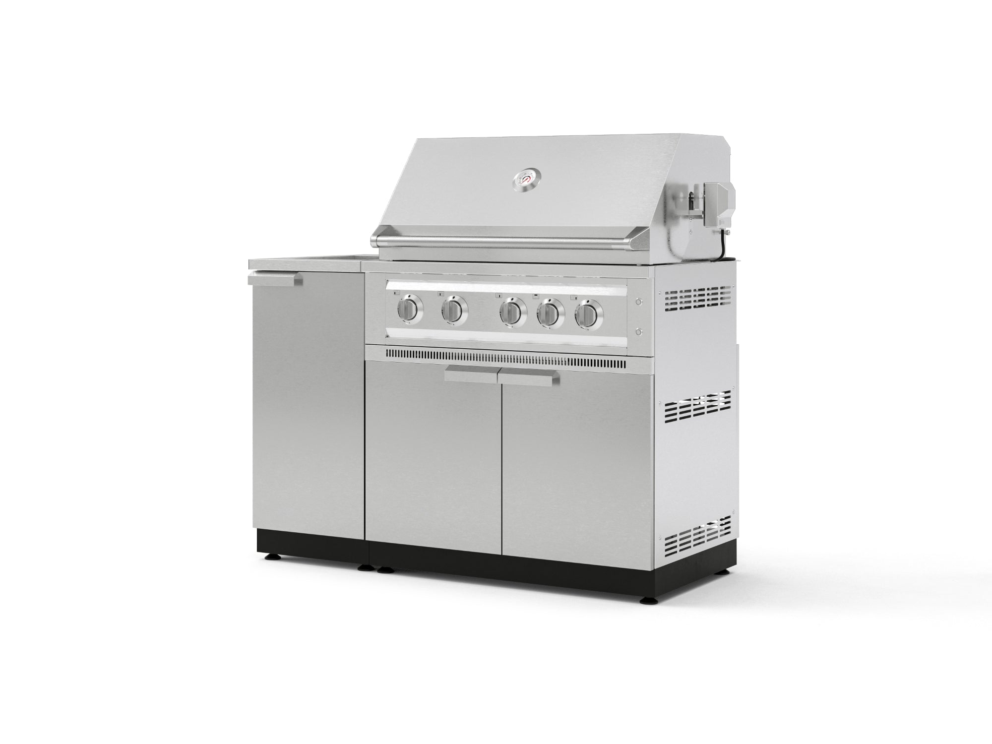 Outdoor Grill Island Stainless-Steel 3 Piece Cabinet Set with Sink, Grill Cabinet, and Platinum Grill