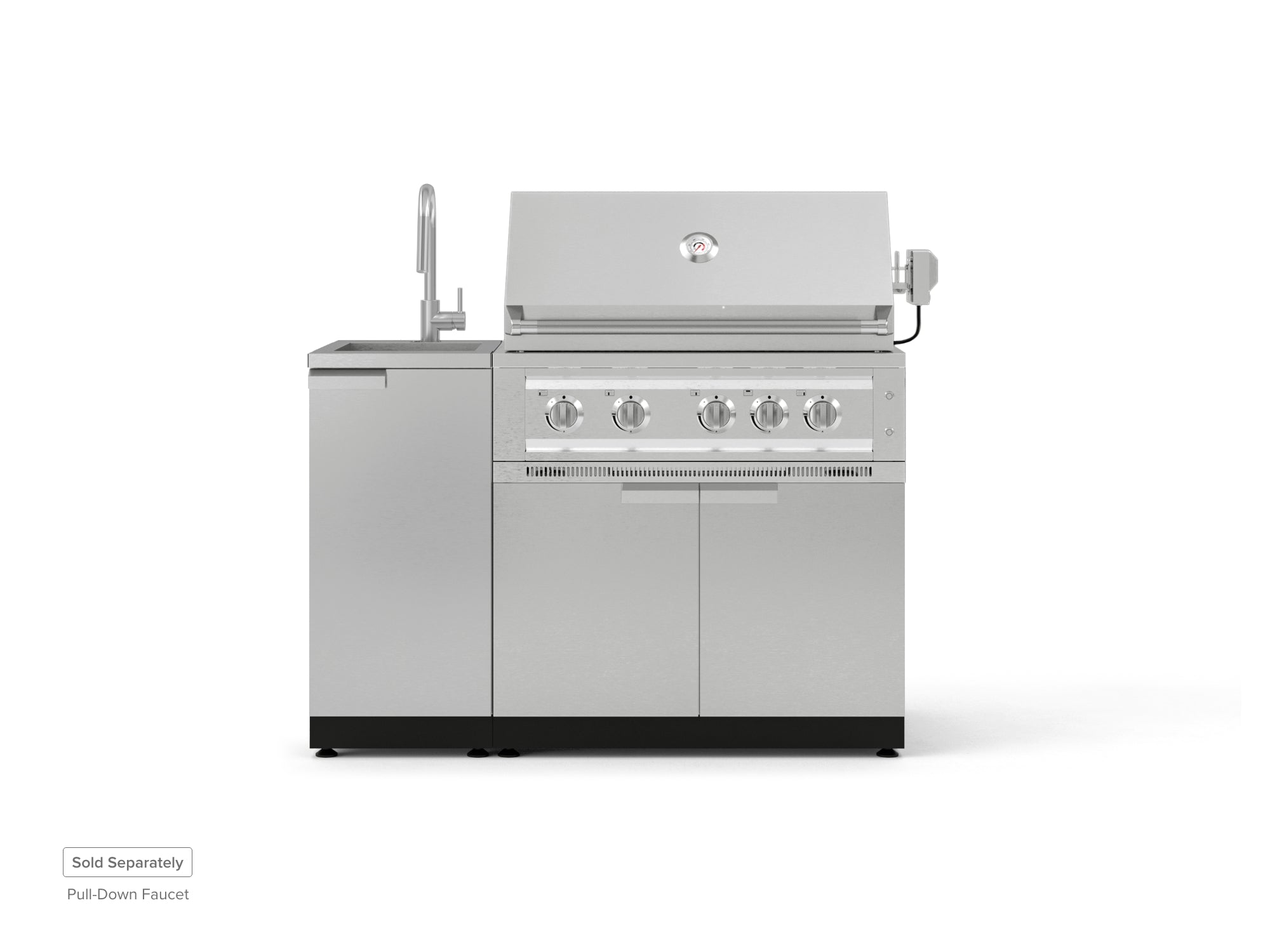 Outdoor Grill Island Stainless-Steel 3 Piece Cabinet Set with Sink, Grill Cabinet, and Platinum Grill