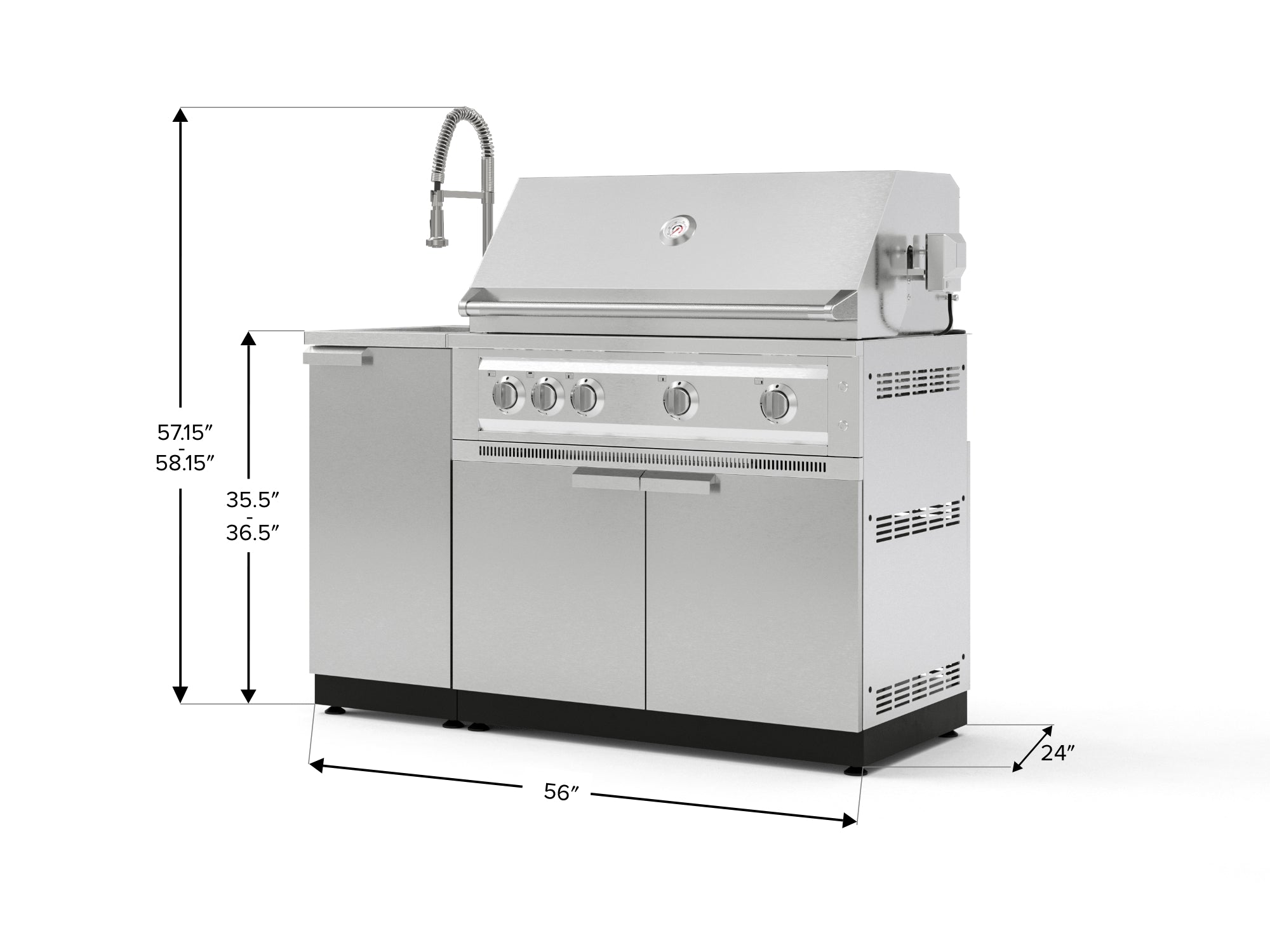 Outdoor Grill Island Stainless-Steel 3 Piece Cabinet Set with Sink, Grill Cabinet, and Platinum Grill