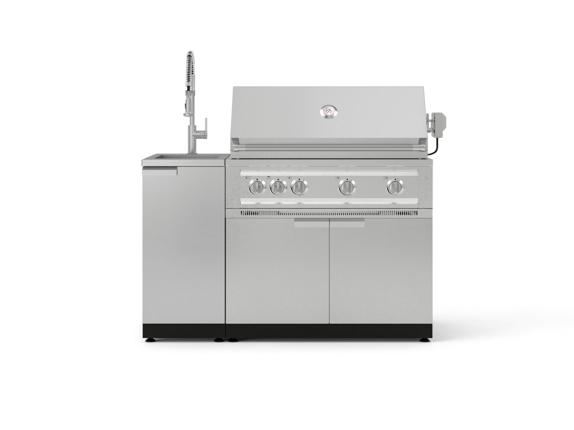 Outdoor Grill Island Stainless-Steel 3 Piece Cabinet Set with Sink, Grill Cabinet, and Platinum Grill