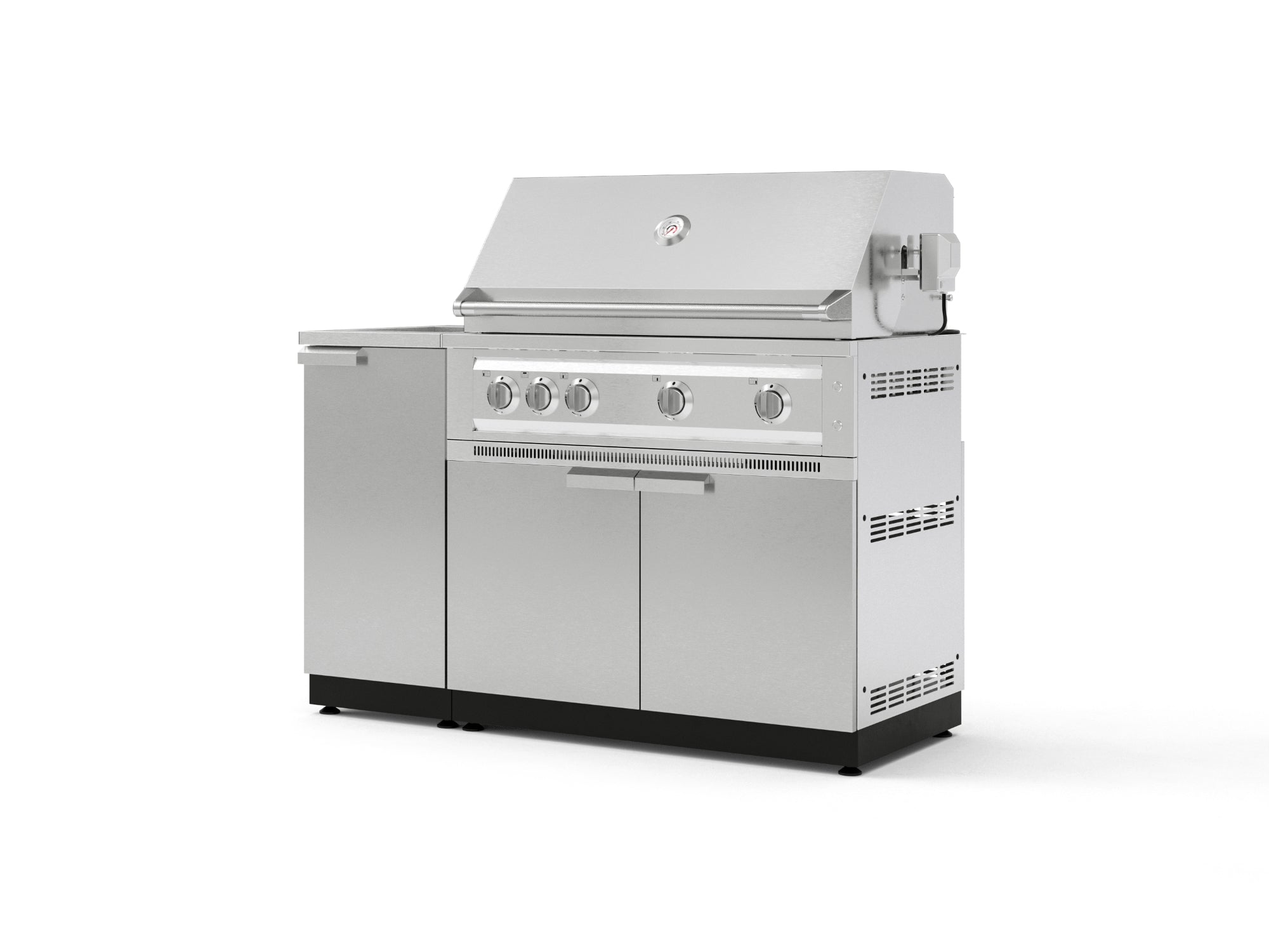 Outdoor Grill Island Stainless-Steel 3 Piece Cabinet Set with Sink, Grill Cabinet, and Platinum Grill