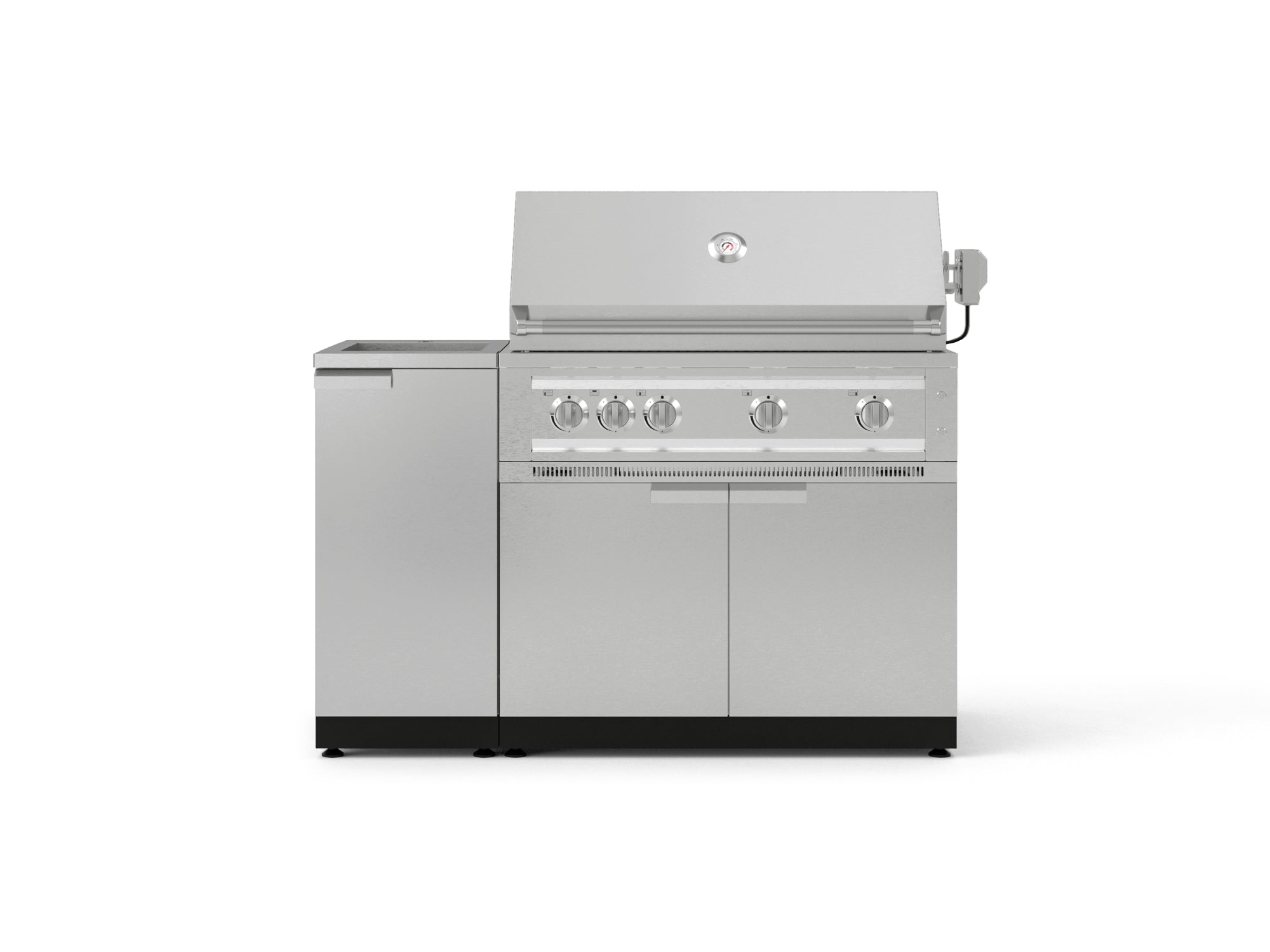 Outdoor Grill Island Stainless-Steel 3 Piece Cabinet Set with Sink, Grill Cabinet, and Platinum Grill