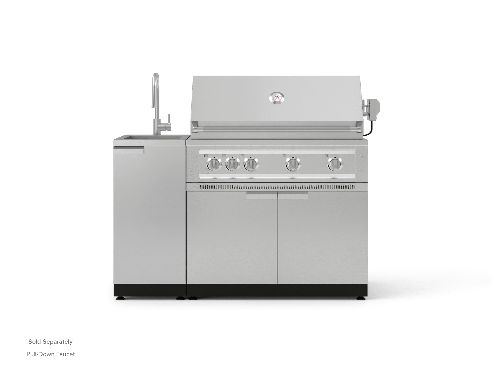 Outdoor Grill Island Stainless-Steel 3 Piece Cabinet Set with Sink, Grill Cabinet, and Platinum Grill