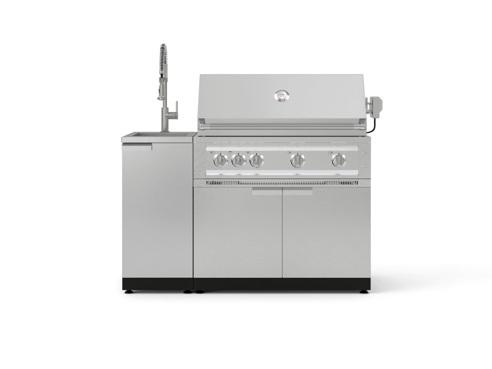 Outdoor Grill Island Stainless-Steel 3 Piece Cabinet Set with Sink, Grill Cabinet, and Platinum Grill