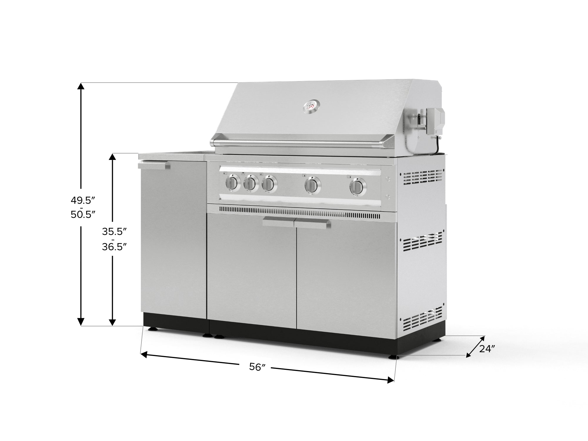 Outdoor Grill Island Stainless-Steel 3 Piece Cabinet Set with Sink, Grill Cabinet, and Platinum Grill