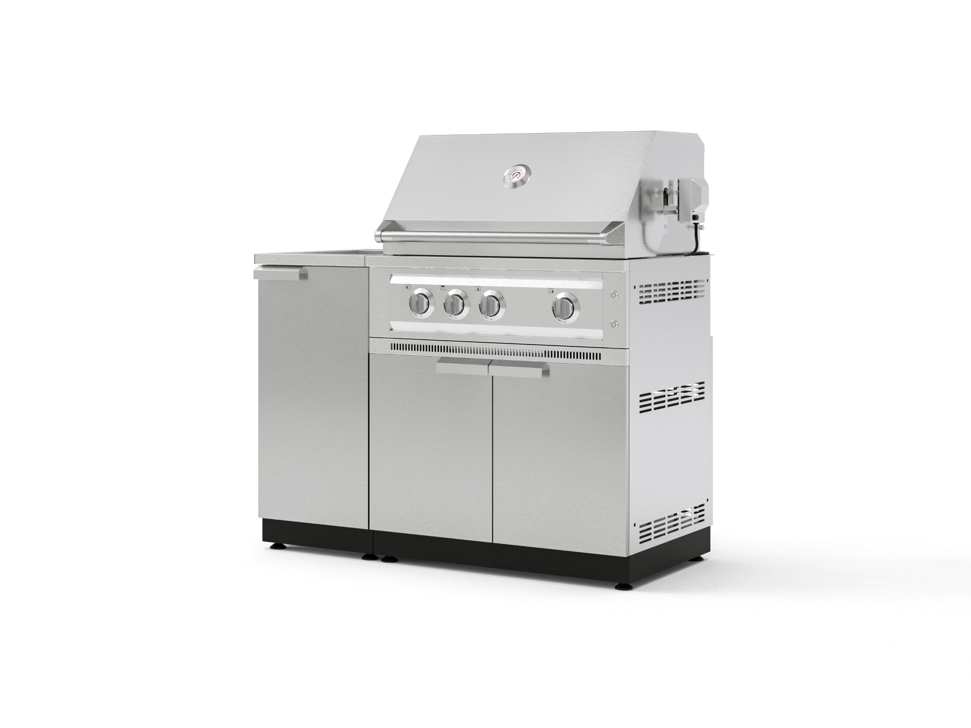 Outdoor Grill Island Stainless-Steel 3 Piece Cabinet Set with Sink, Grill Cabinet, and Platinum Grill